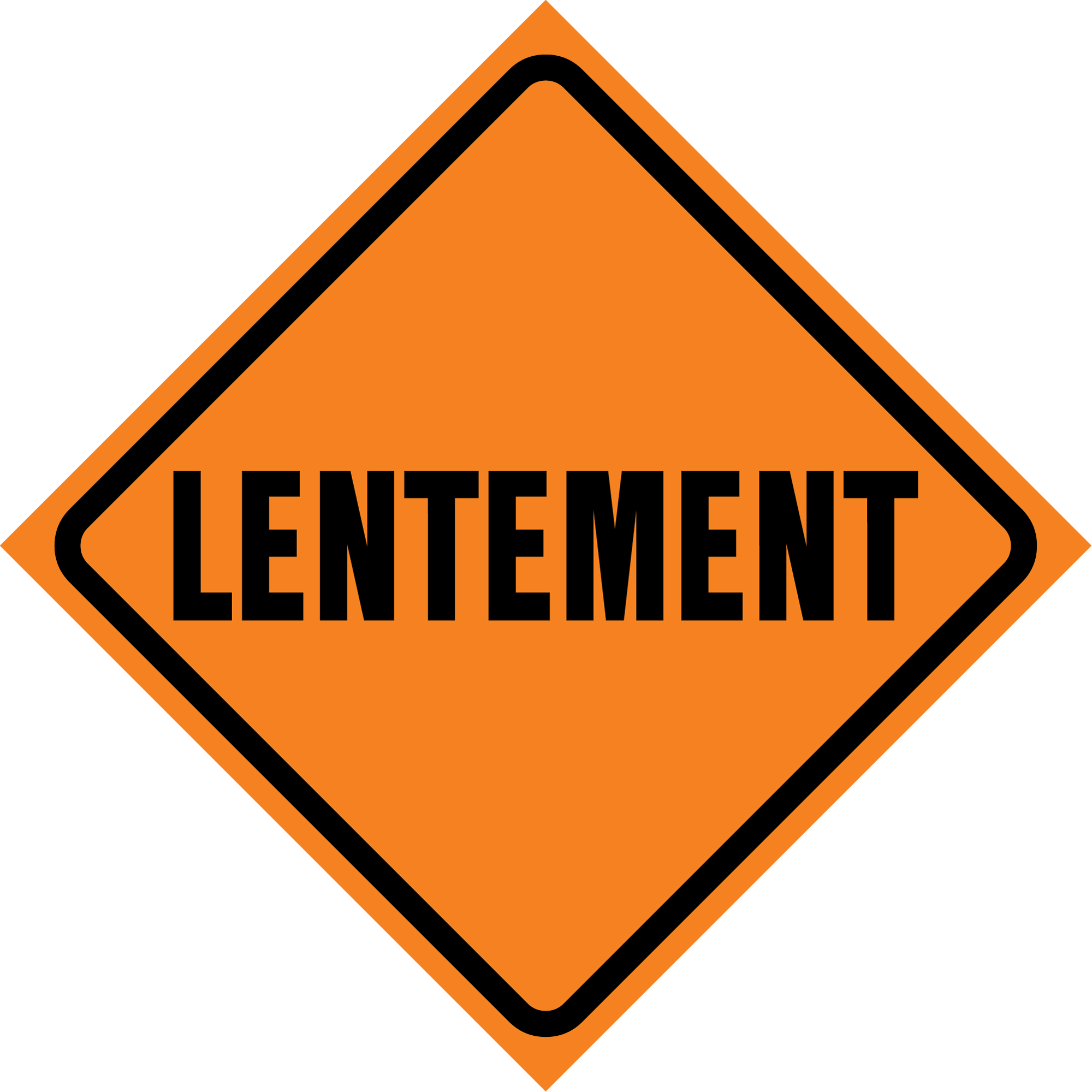 Enseigne enroulable de circulation « Lentement », 29-1/2" x 29-1/2", Vinyle, Français