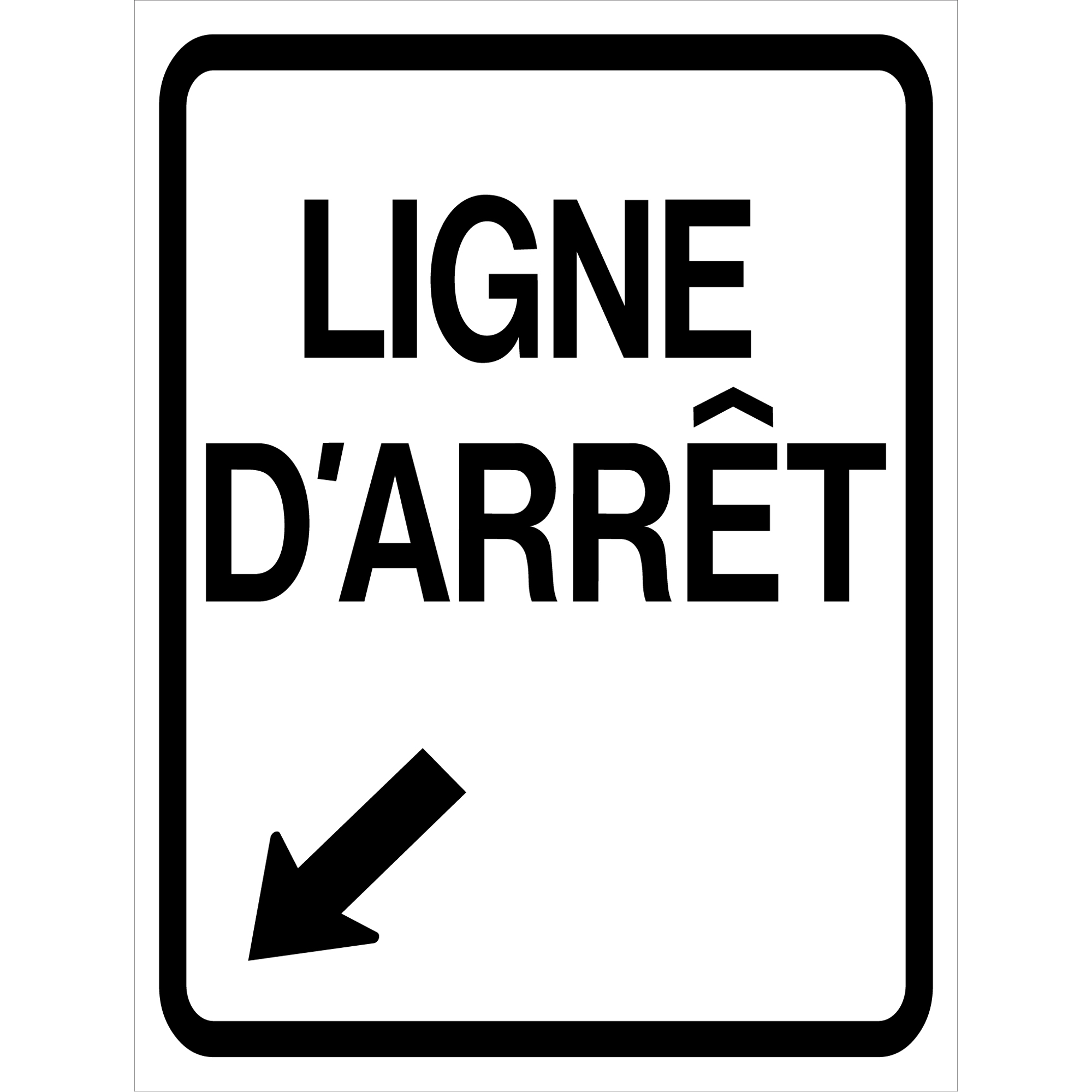 Enseigne enroulable de circulation « Ligne d'Arrêt », 23-3/5" x 29-1/2", Vinyle, Français avec pictogramme