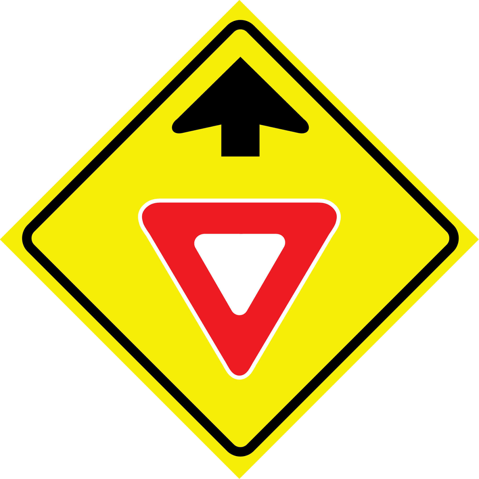 Enseigne enroulable de circulation « Yield Ahead », 36" x 36", Vinyle, Pictogramme