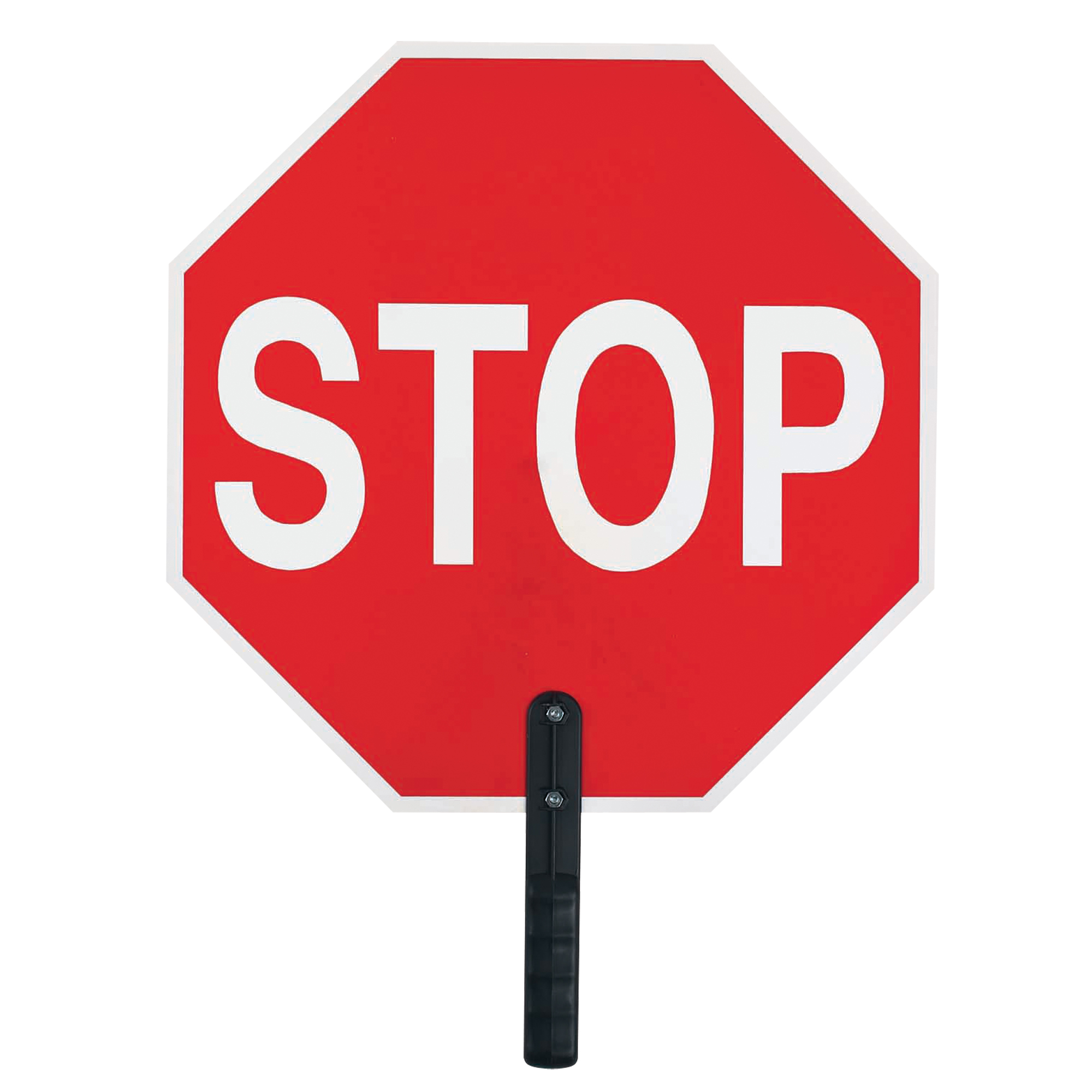 Panneau de signalisation « Stop », 18" x 18", Plastique, Anglais avec pictogramme