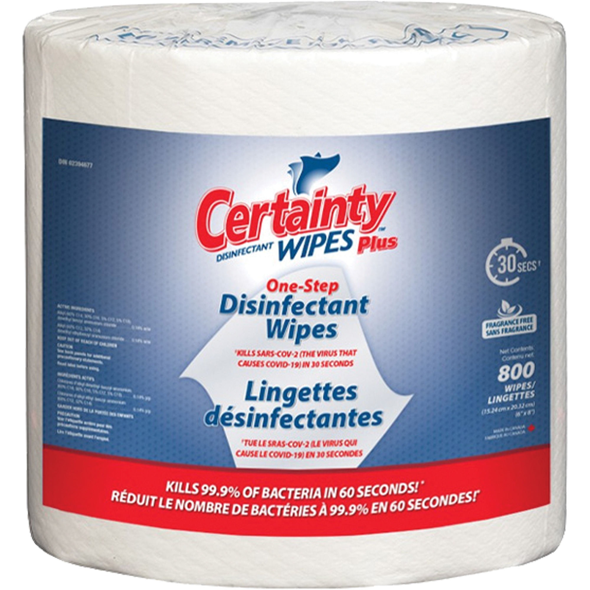 Lingettes désinfectantes, 7-9/10" x 5-9/10", 800 lingettes