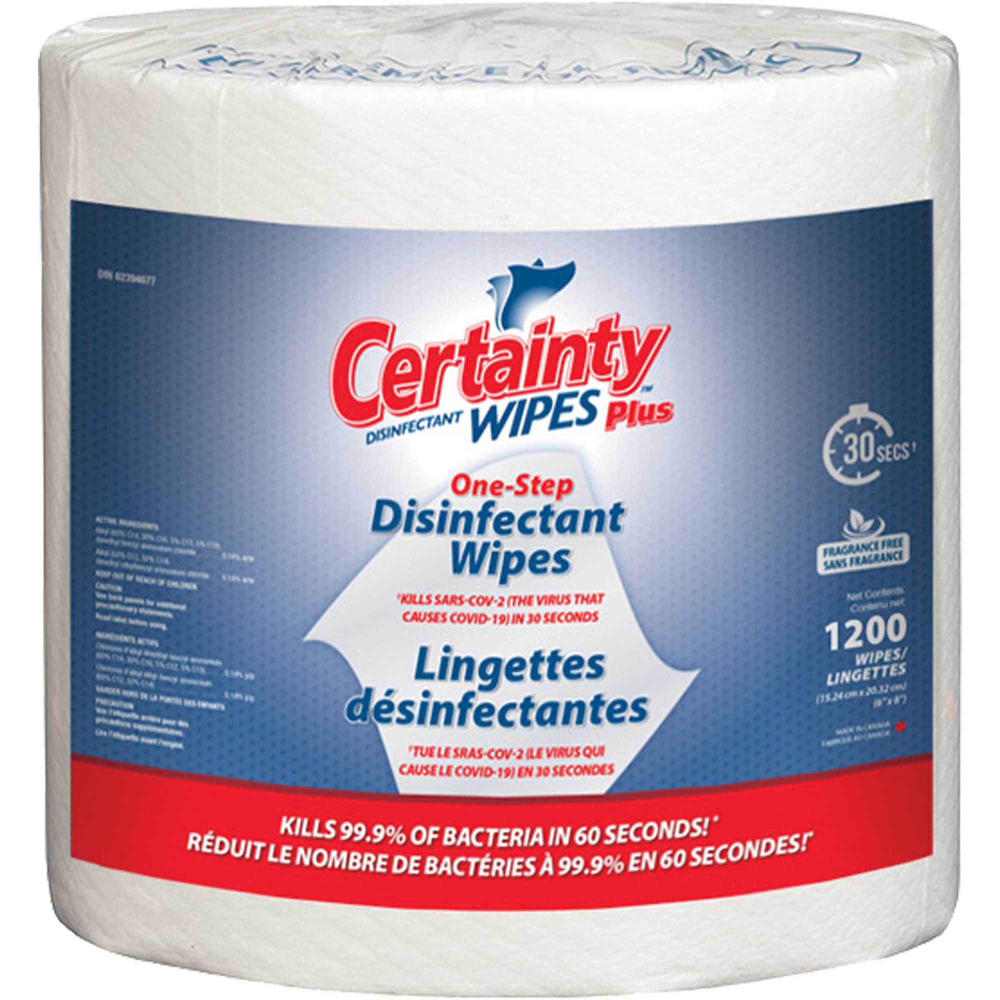 Lingettes désinfectantes, 8" x 6", 1200 lingettes