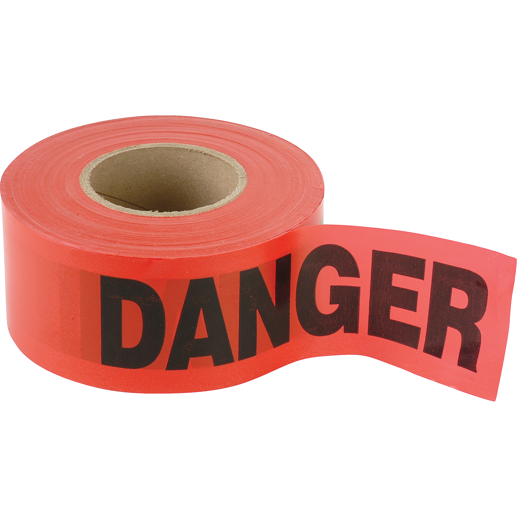 Petits rubans standards pour barricades, Anglais, 3" la x 300' lo, 2 mils, Noir/rouge