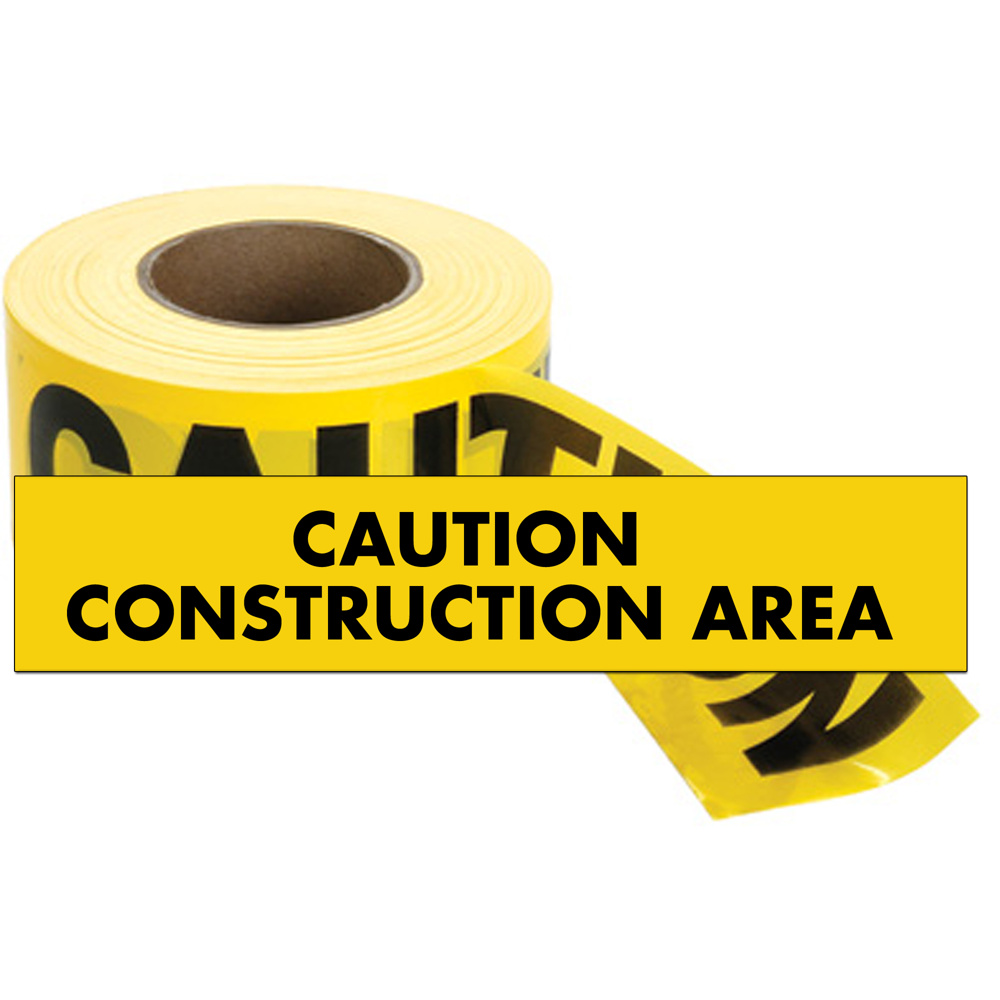 Rubans standards pour barricades, Anglais, 3" la x 1000' lo, 2 mils, Noir sur jaune