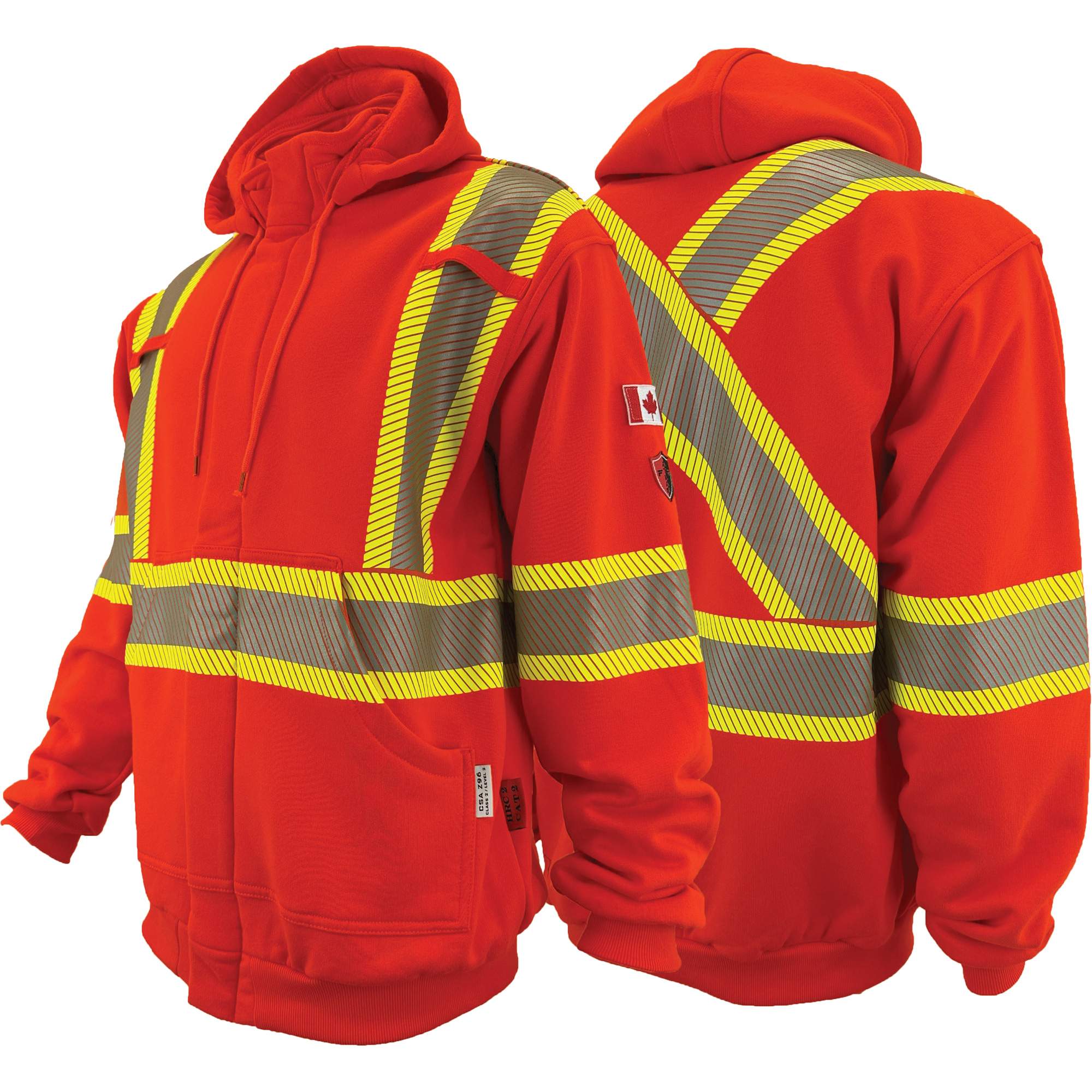 Chandail à capuchon ignifugé/résistant à l'arc électrique avec fermeture à glissière complète Atlas GuardianMD, Hommes, 2T-Grand, Orange haute visibilité, 18 cal/cm²