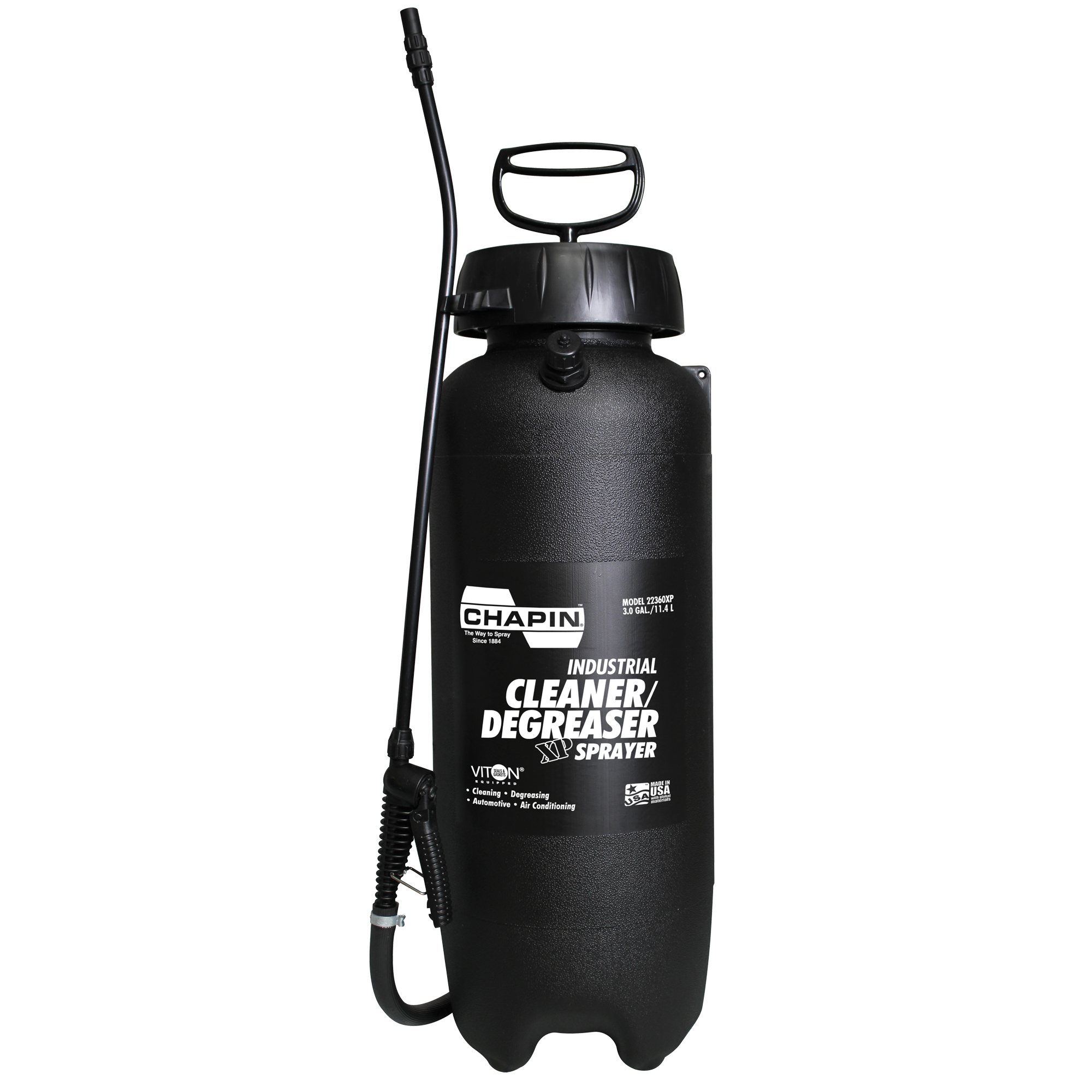 Vaporisateur industriel pour nettoyant & dégraissant Viton, 3 gal. (11,36 L), Plastique/Polyéthylène, Lance de 18"
