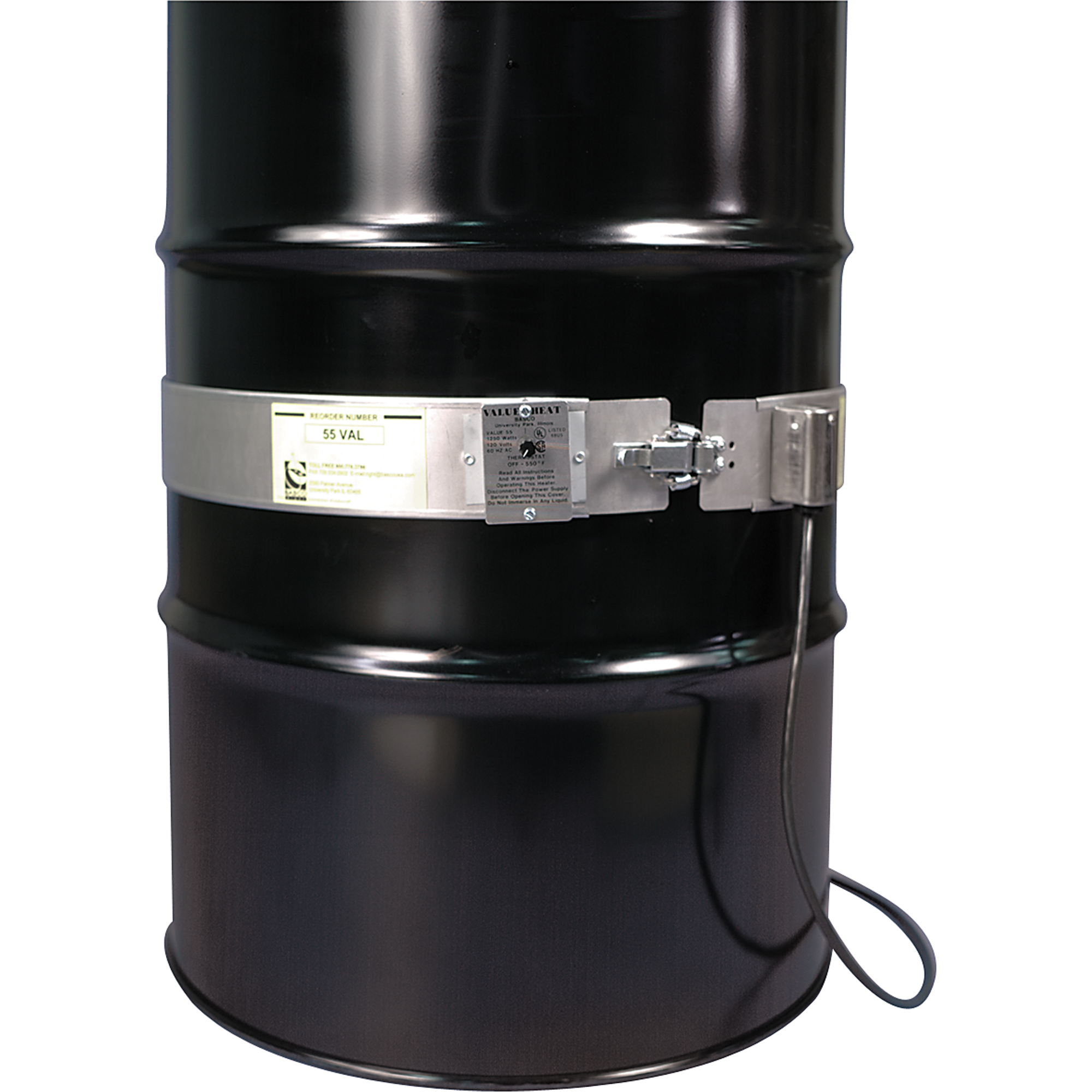 Chauffe-barils économiques, Barils en acier, 55 gal. US (45 gal. imp.), 0°F - 550°F, 120 V