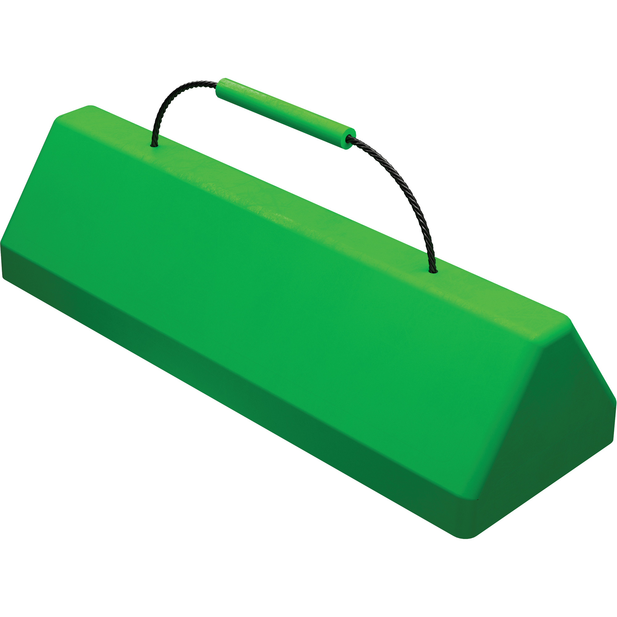 Cale de roue pour avion Checkers SafetyMC SafeRayMC avec poignée à câble, Uréthane, Vert fluorescent, 24" la x 8" p x 6" h