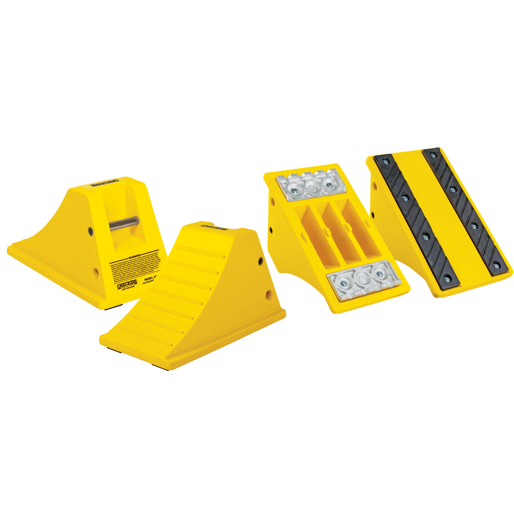 Cales-roue tout-terrain robustes, Polyuréthane, Jaune sécurité, 11-1/4" la x 21" p x 12-1/4" h