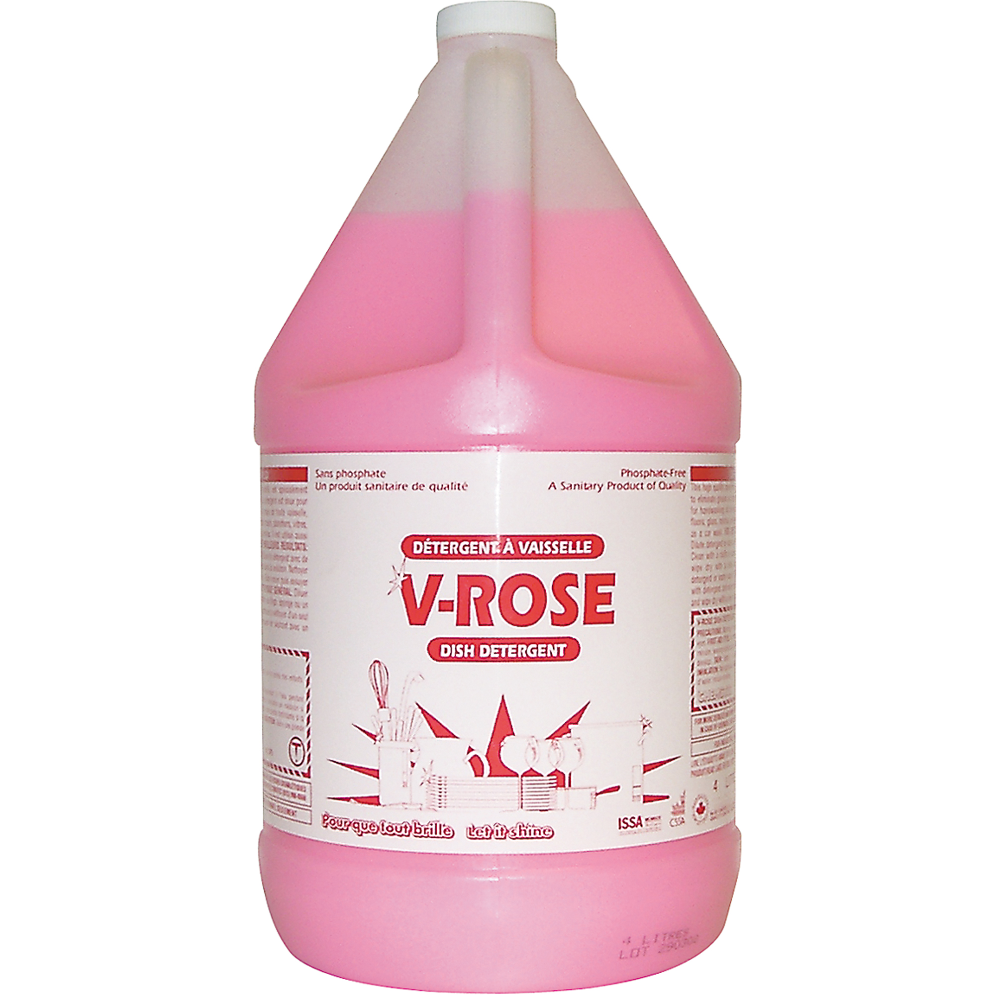 Détergent liquide pour vaisselle V-Rose, Liquide, 4 L, Fraîcheur