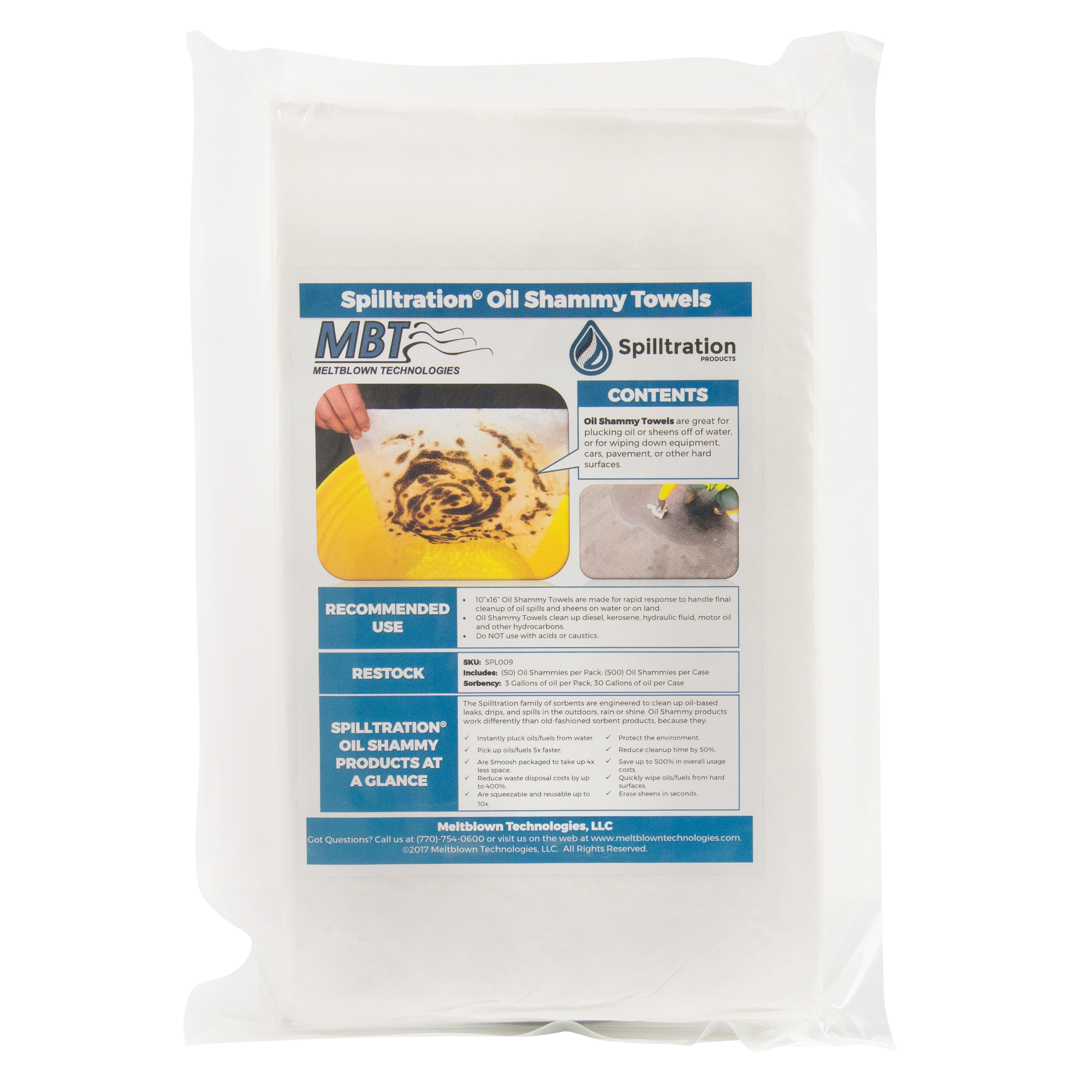 Chiffons pour l'huile SpilltrationMC, Huile seulement, 16" x 16", 47 gal. d'absorption