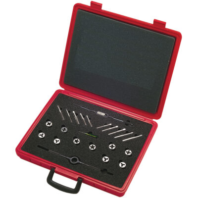 Jeux de tarauds et de filières avec tarauds manuels de production et filières rondes ajustables en acier au carbone, 20 Morceaux
