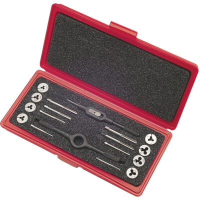 Jeux de tarauds et de filières avec tarauds manuels de production et filières rondes ajustables en acier au carbone, 8 Morceaux