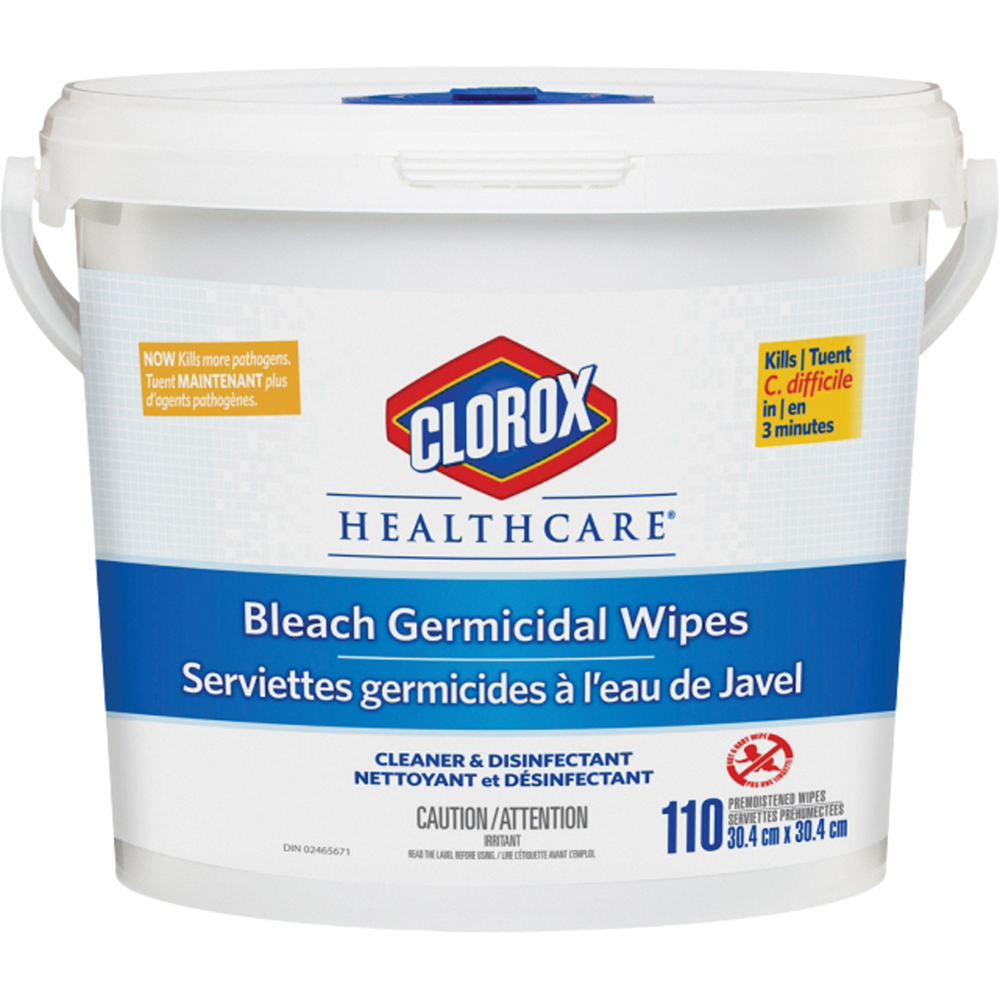Lingettes désinfectantes à l'eau de Javel HealthcareMD, 110 lingettes