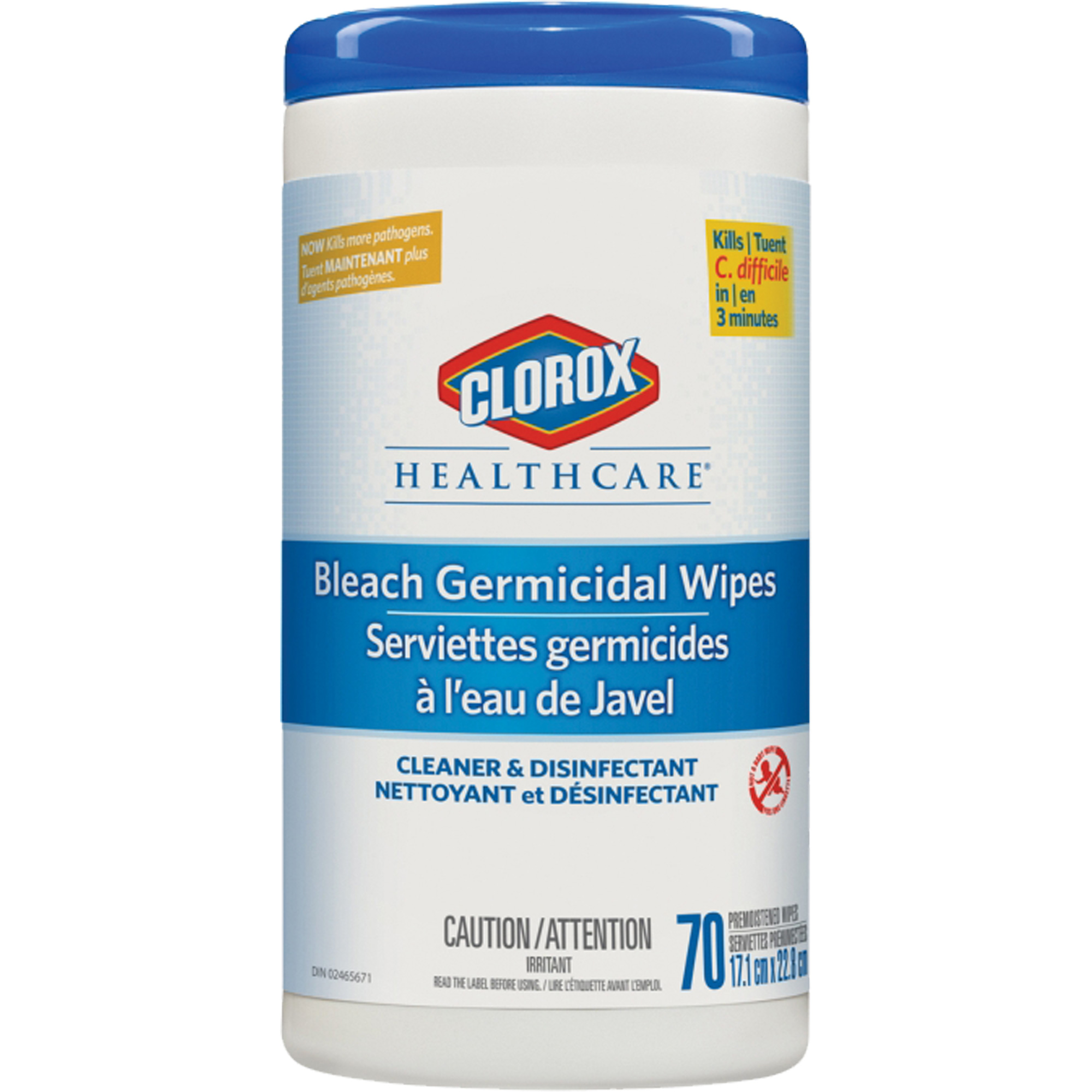 Lingettes désinfectantes à l'eau de Javel HealthcareMD, 70 lingettes