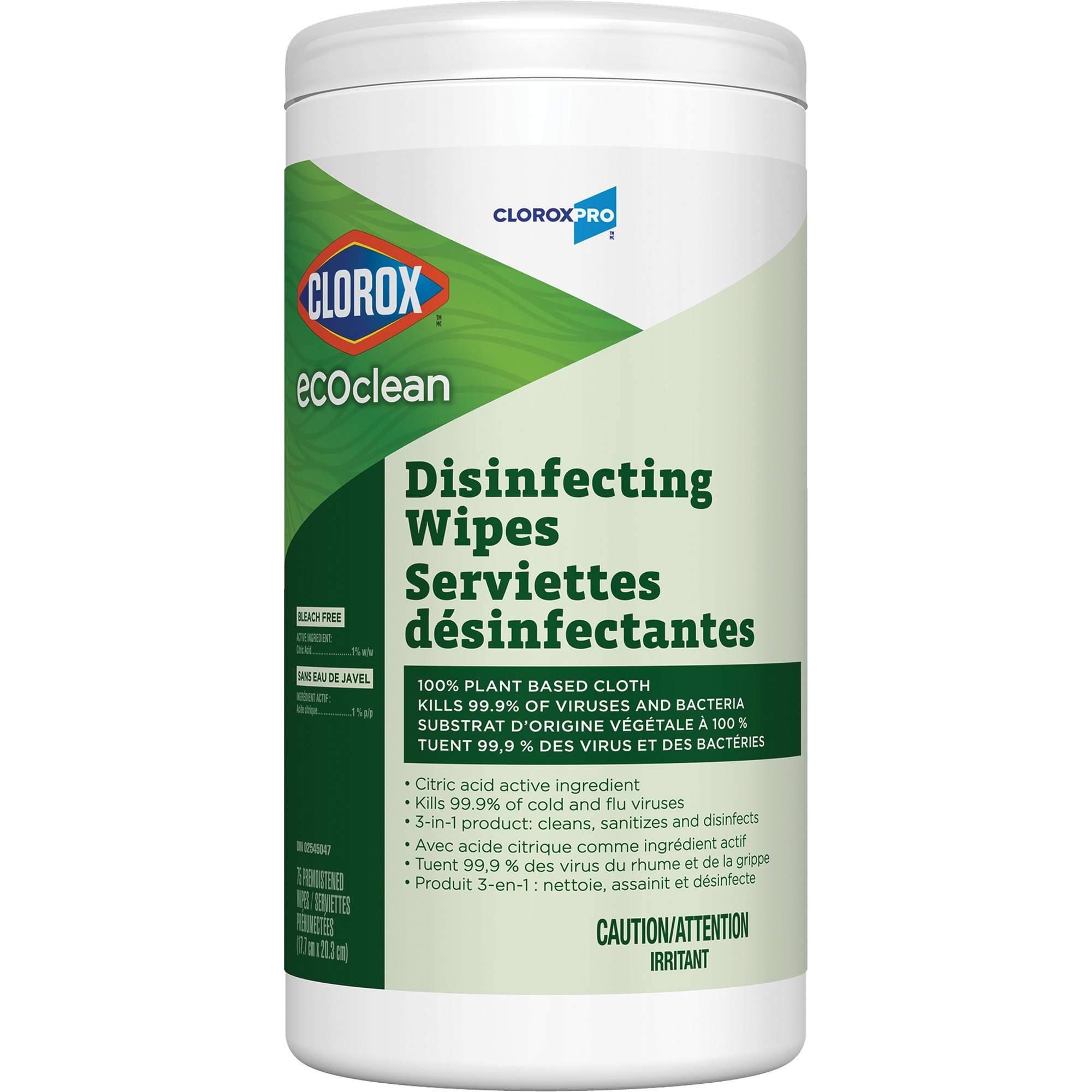 Lingettes désinfectantes EcoCleanMC, 75 lingettes