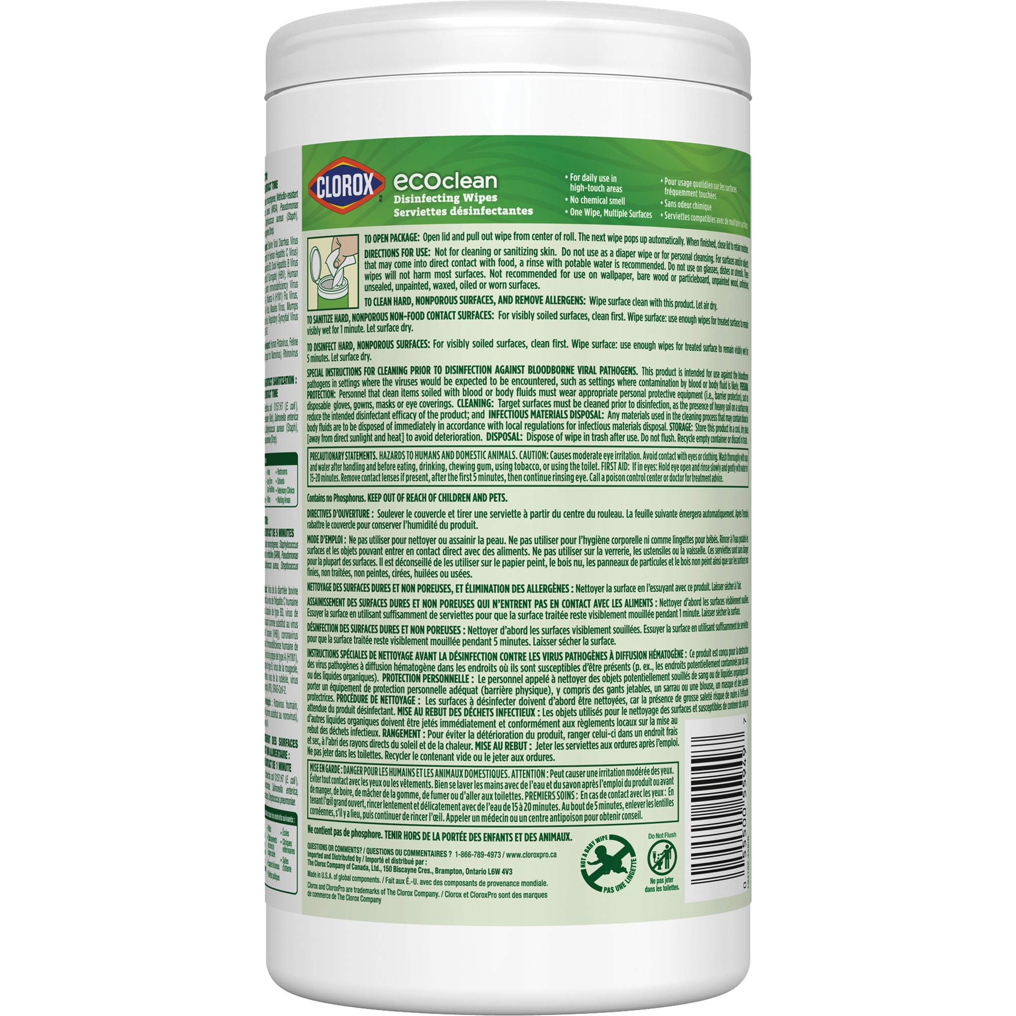 Lingettes désinfectantes EcoCleanMC, 75 lingettes – Image 3