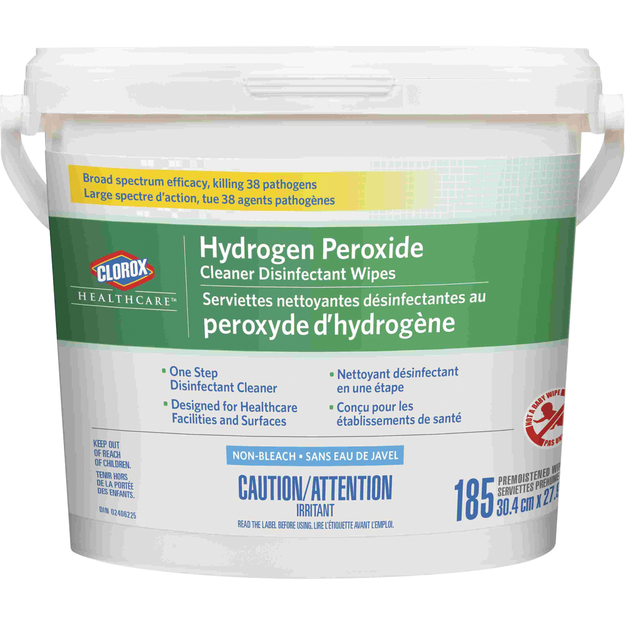 Lingettes désinfectantes et nettoyantes à base de peroxyde d'hydrogène HealthcareMD, 185 lingettes