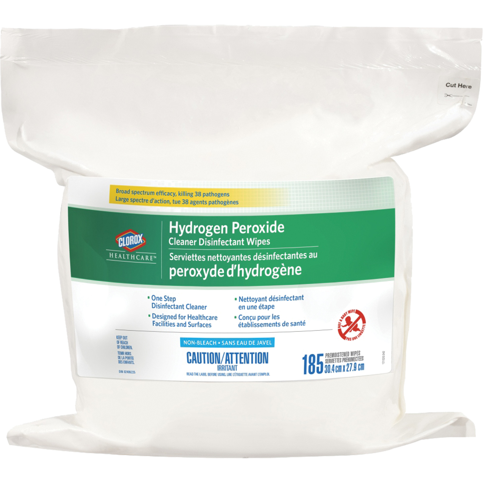 Lingettes désinfectantes et nettoyantes à base de peroxyde d'hydrogène HealthcareMD, 185 lingettes