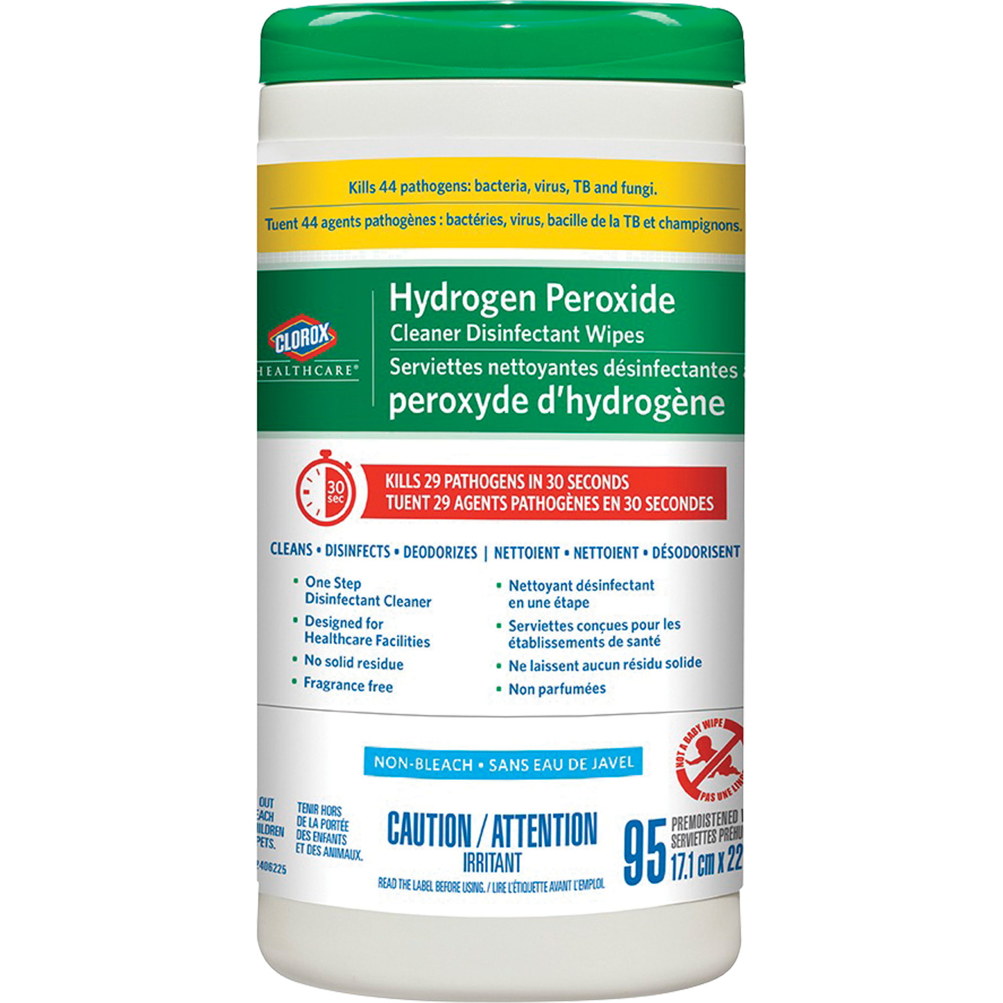 Lingettes désinfectantes et nettoyantes à base de peroxyde d'hydrogène HealthcareMD, 95 lingettes