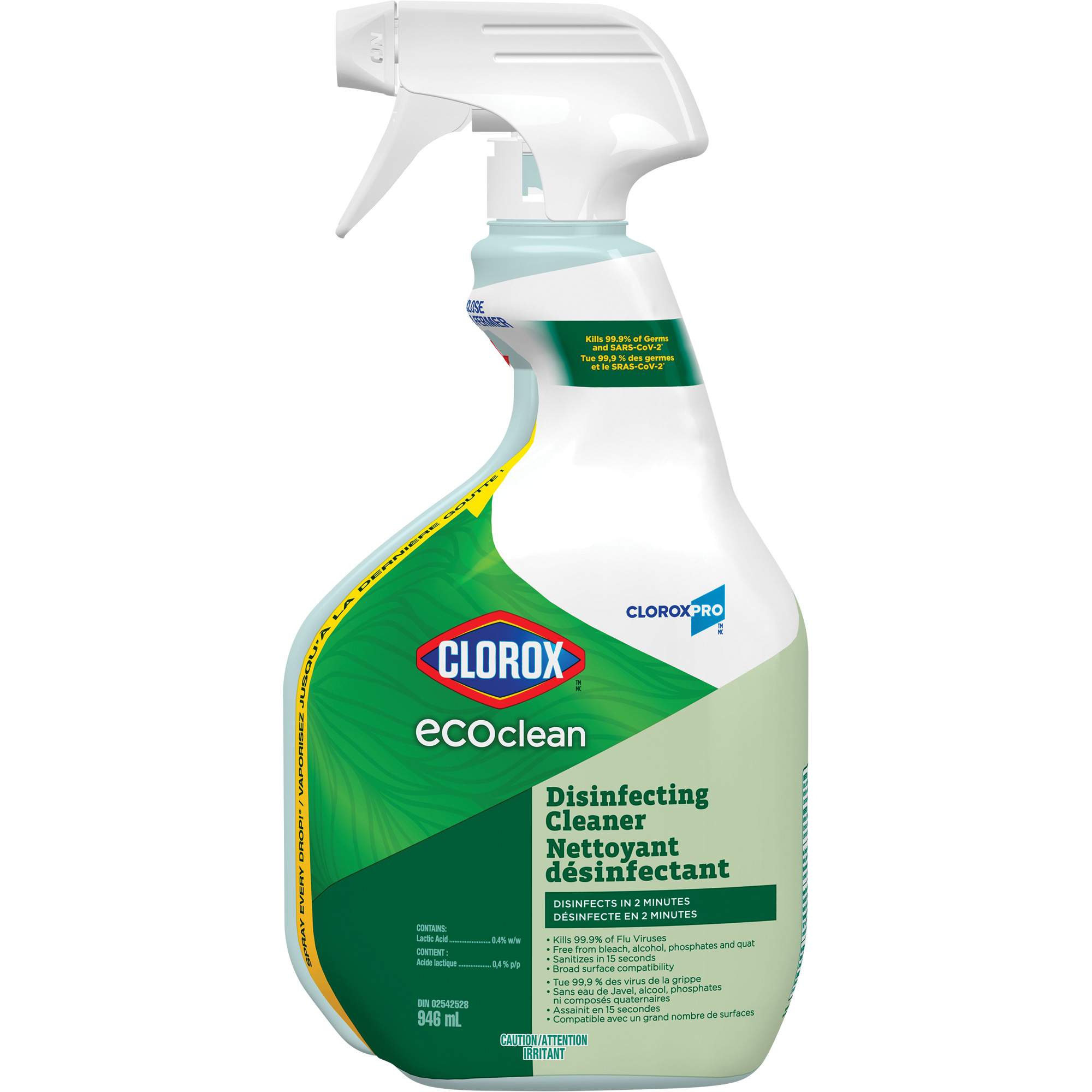 Nettoyant désinfectant CloroxProMC CloroxMC EcoClean, 946 ml, Bouteille à gâchette
