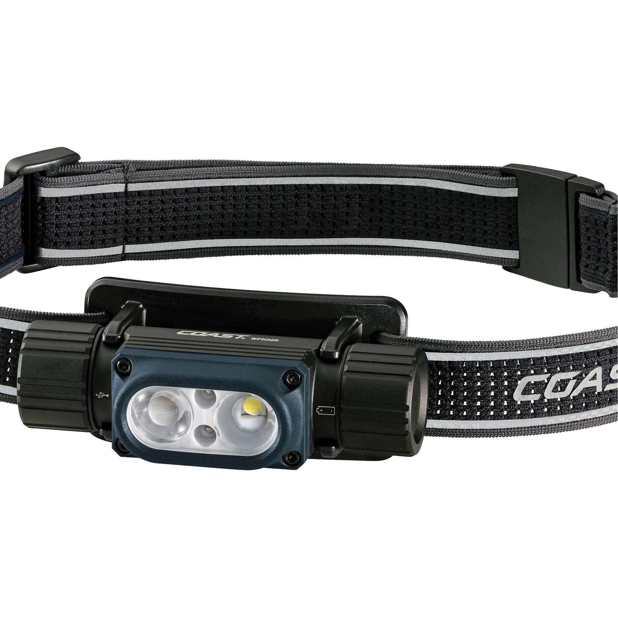 Lampe frontale ultra lumineuse à alimentation double étanche à l'eau WPH30R, DEL, 1000 lumens, piles Rechargeable