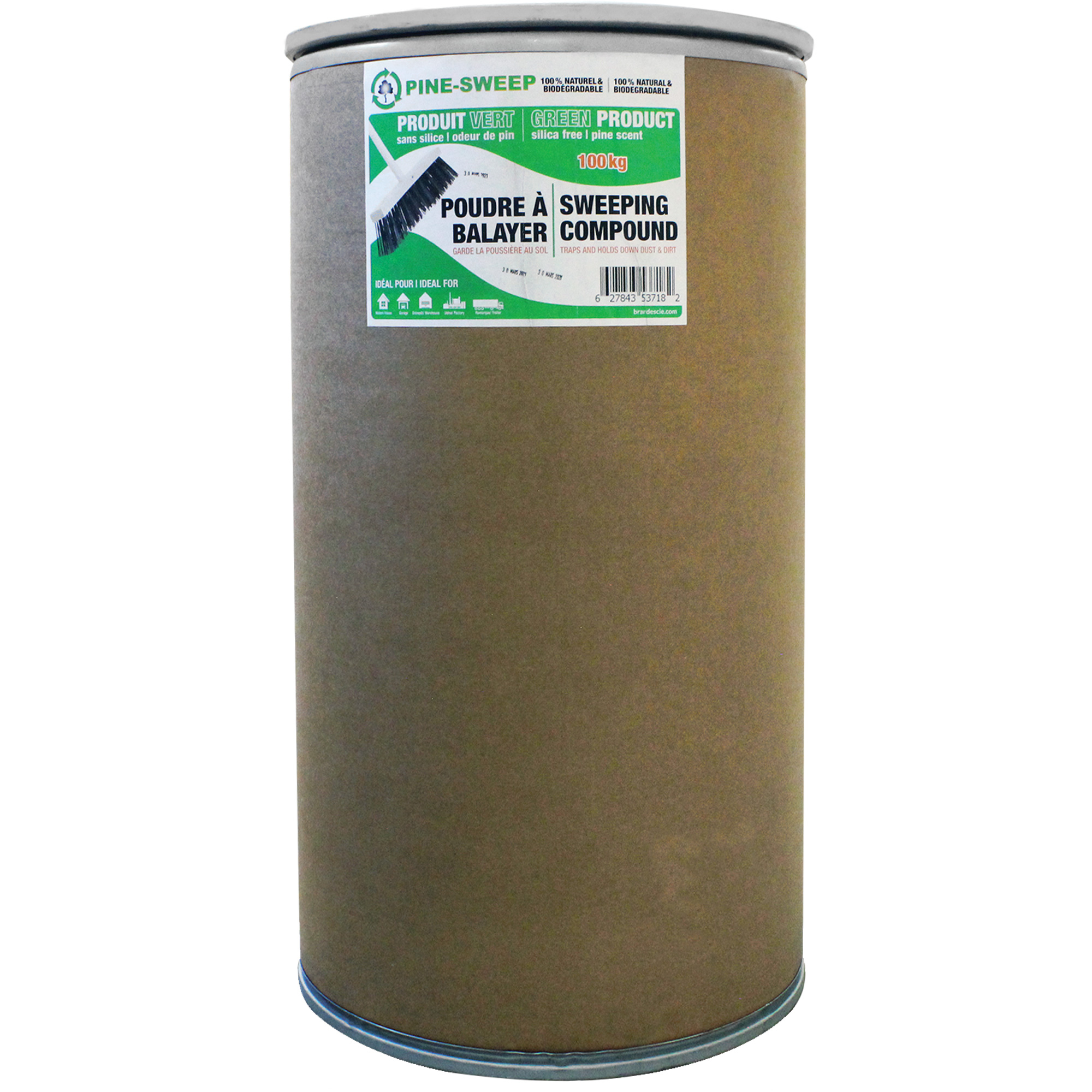 Composé de balayage Pine Sweep Dust Buster, Baril, 220,46 lb (100 kg)