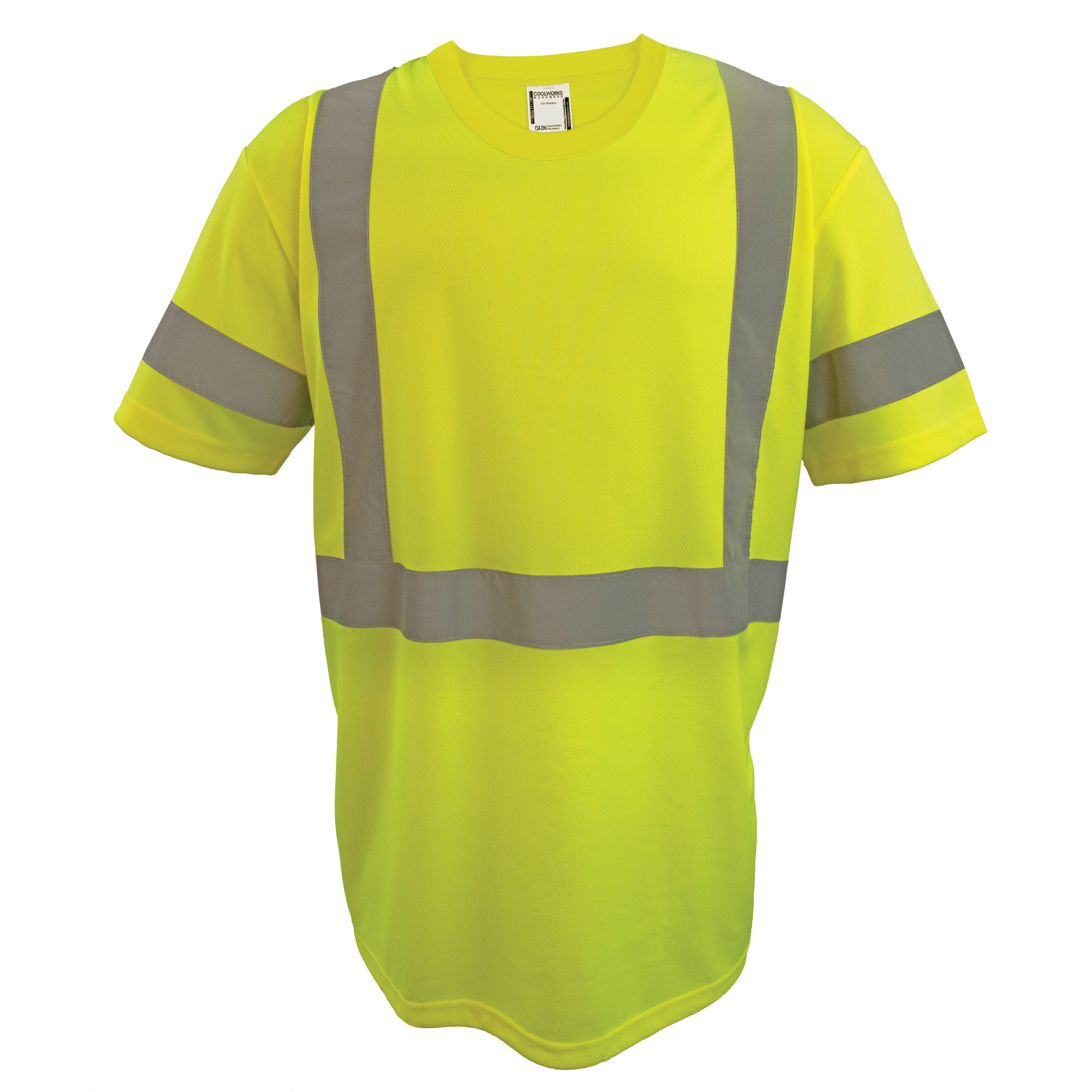 Chemise de sécurité à manches courtes, Polyester, Petit, Jaune lime haute visibilité