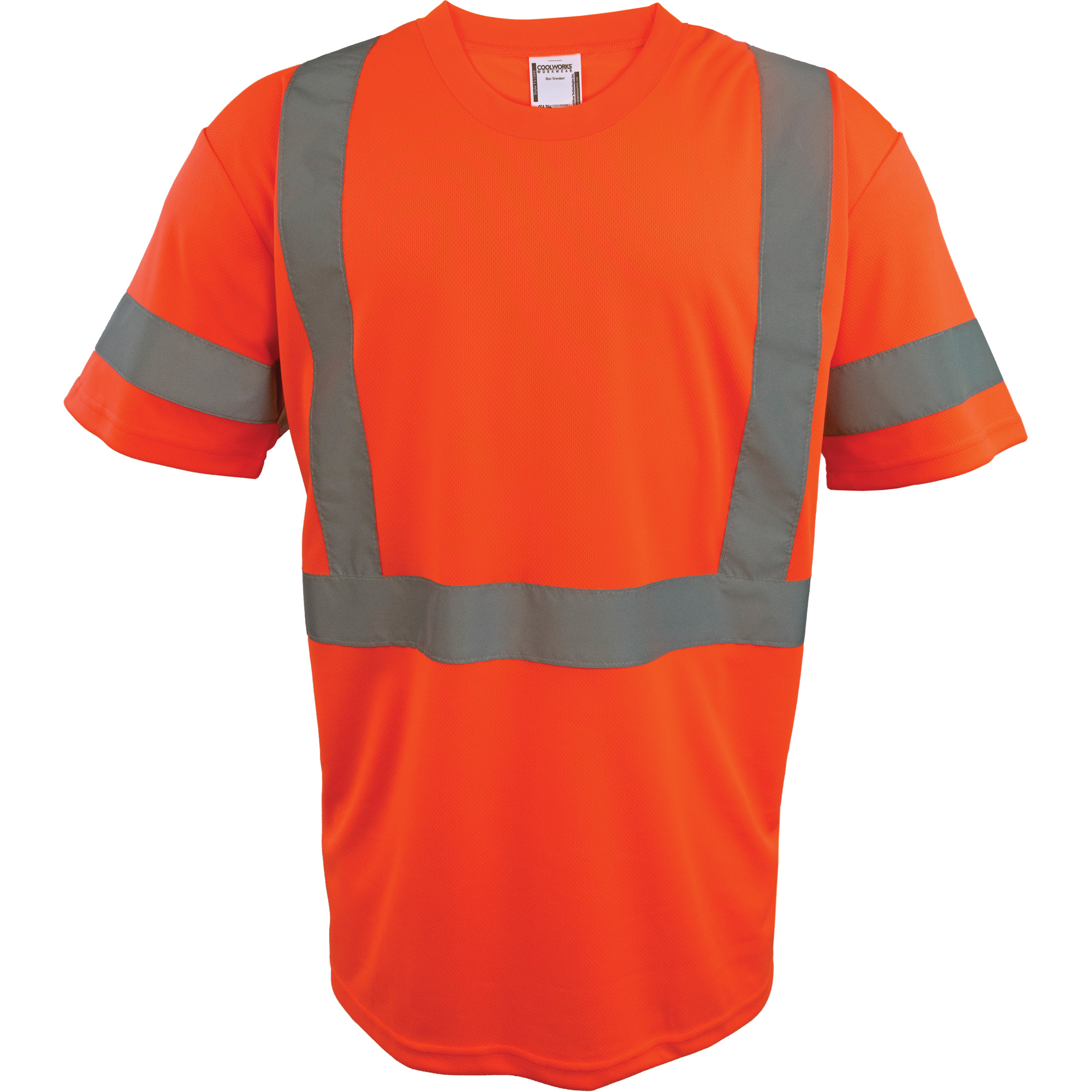 Chemise de sécurité à manches courtes, Polyester, Petit, Orange haute visibilité