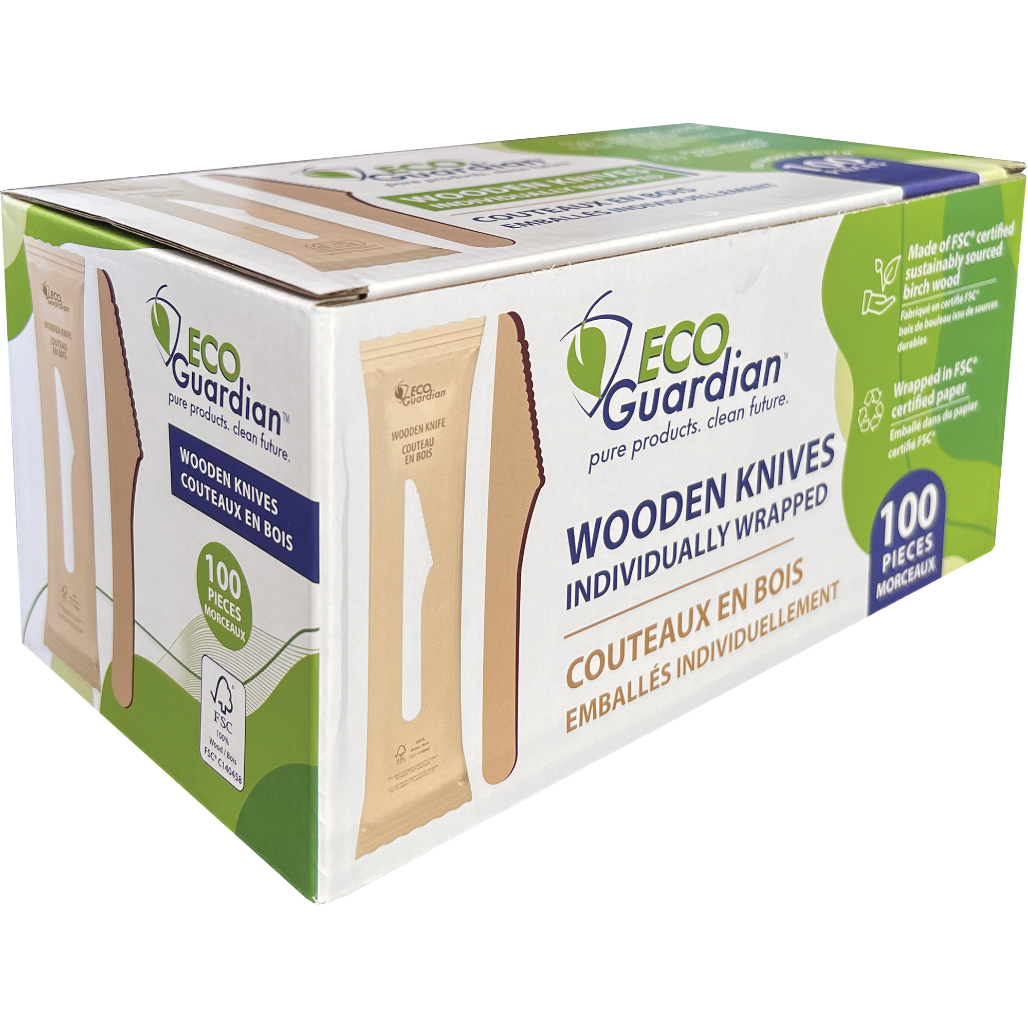Couteaux en bois emballés individuellement