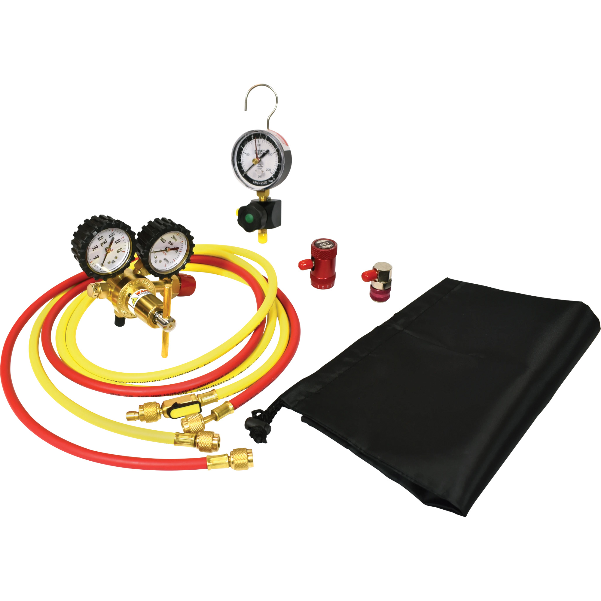 Ensemble pour test de fuite d’azote pour climatisation automobile avec régulateur