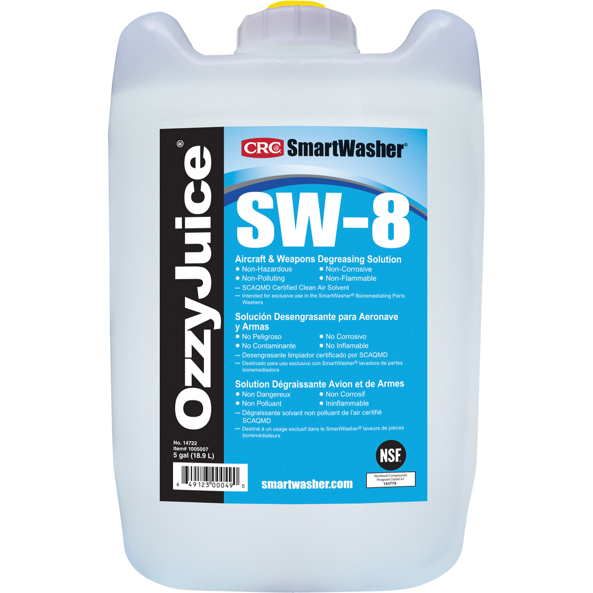 Solution de dégraissage pour avions et armes SW-8 SmartWasherMD OzzyjuiceMD, Cruche