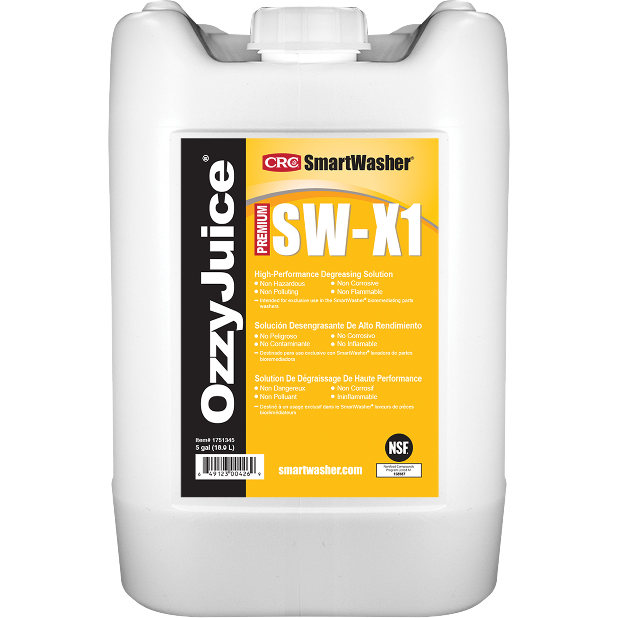 Solution de dégraissage SmartWasherMD OzzyJuiceMD SW-X1 HP, Cruche