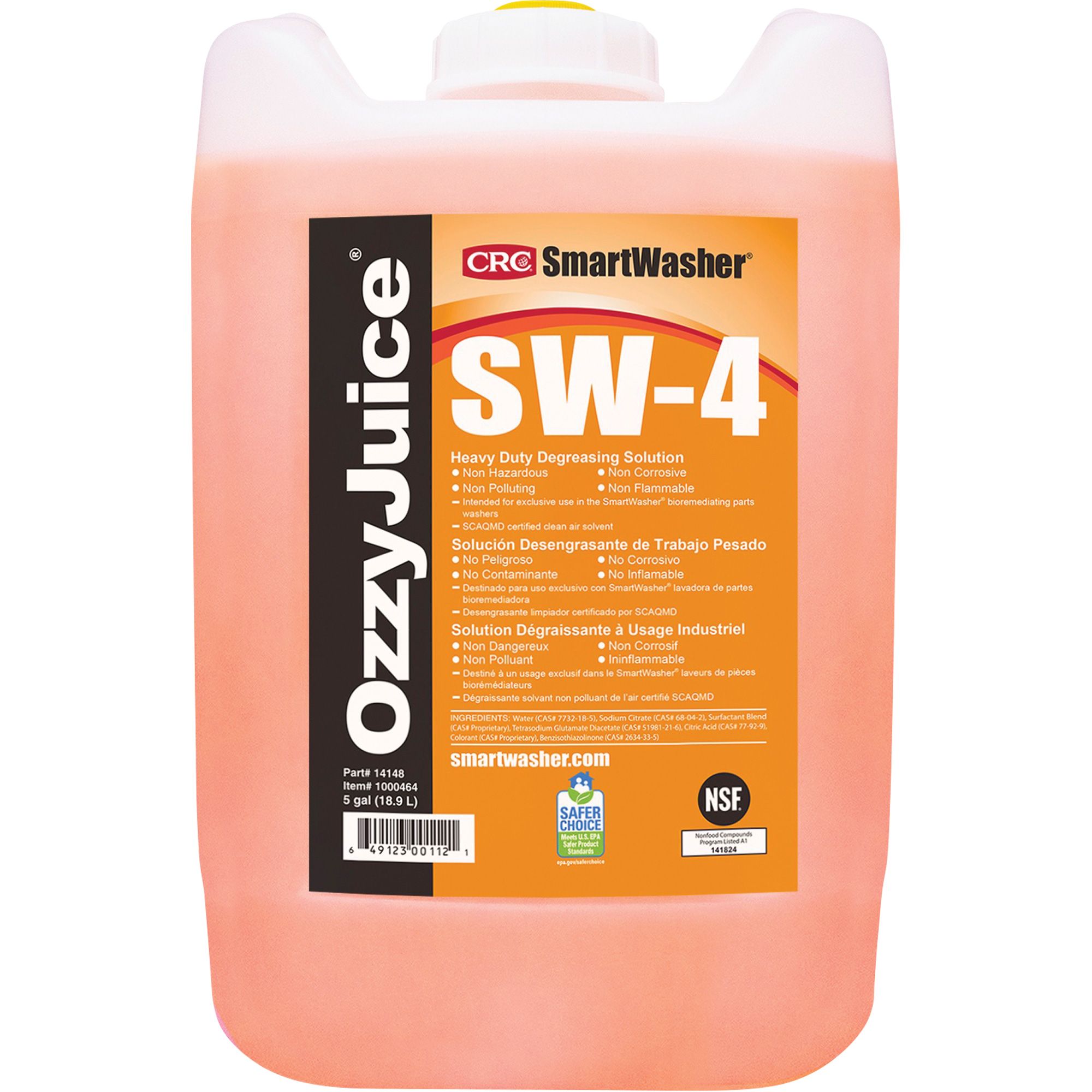 Solution nettoyante de calibre industriel SmartwasherMD , Cruche