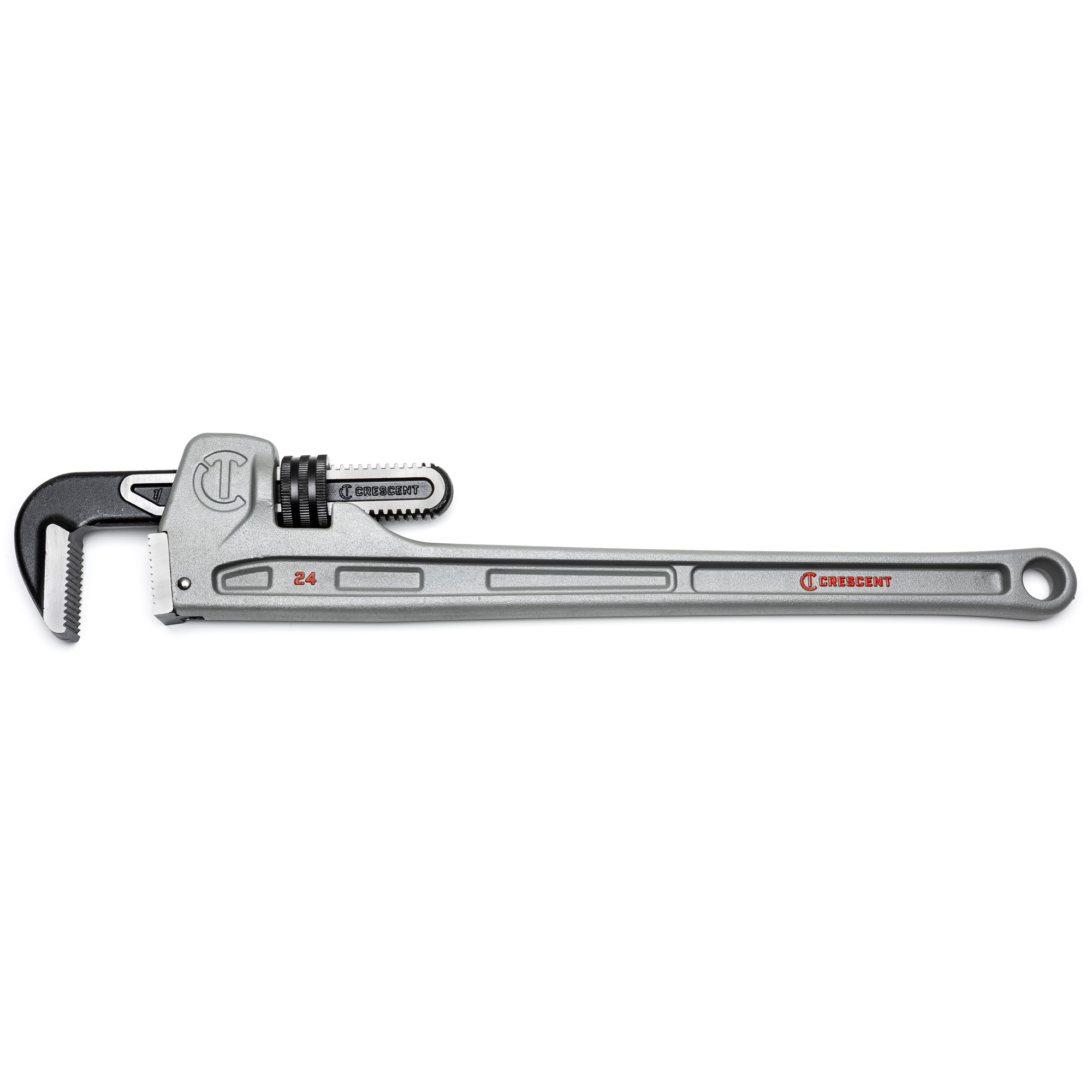 Clé à tuyaux, Cap des mâchoires 3-1/2", Longueur 24", Fini Revêtement en poudre, Prise Ergonomique