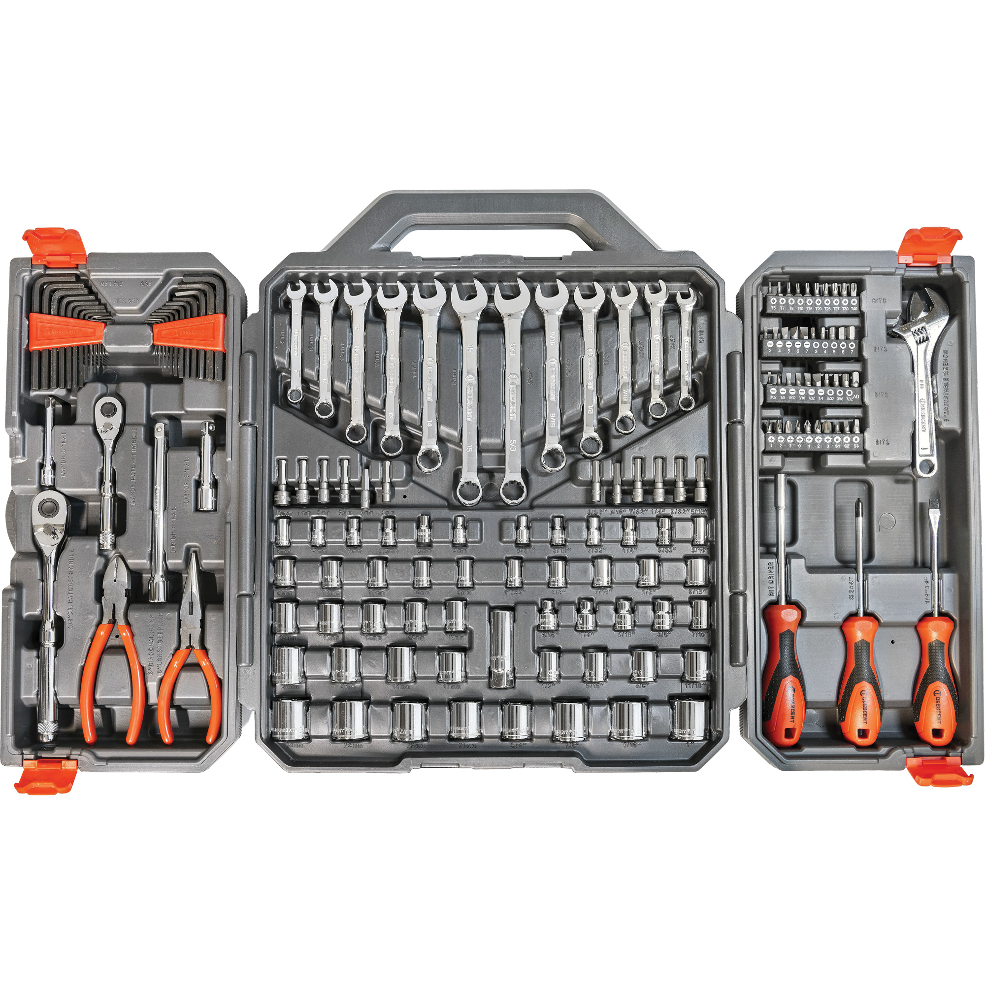 Jeu d’outils métriques/SAE de qualité professionnelle à 6 pans et à prise 3/8" et 1/4"