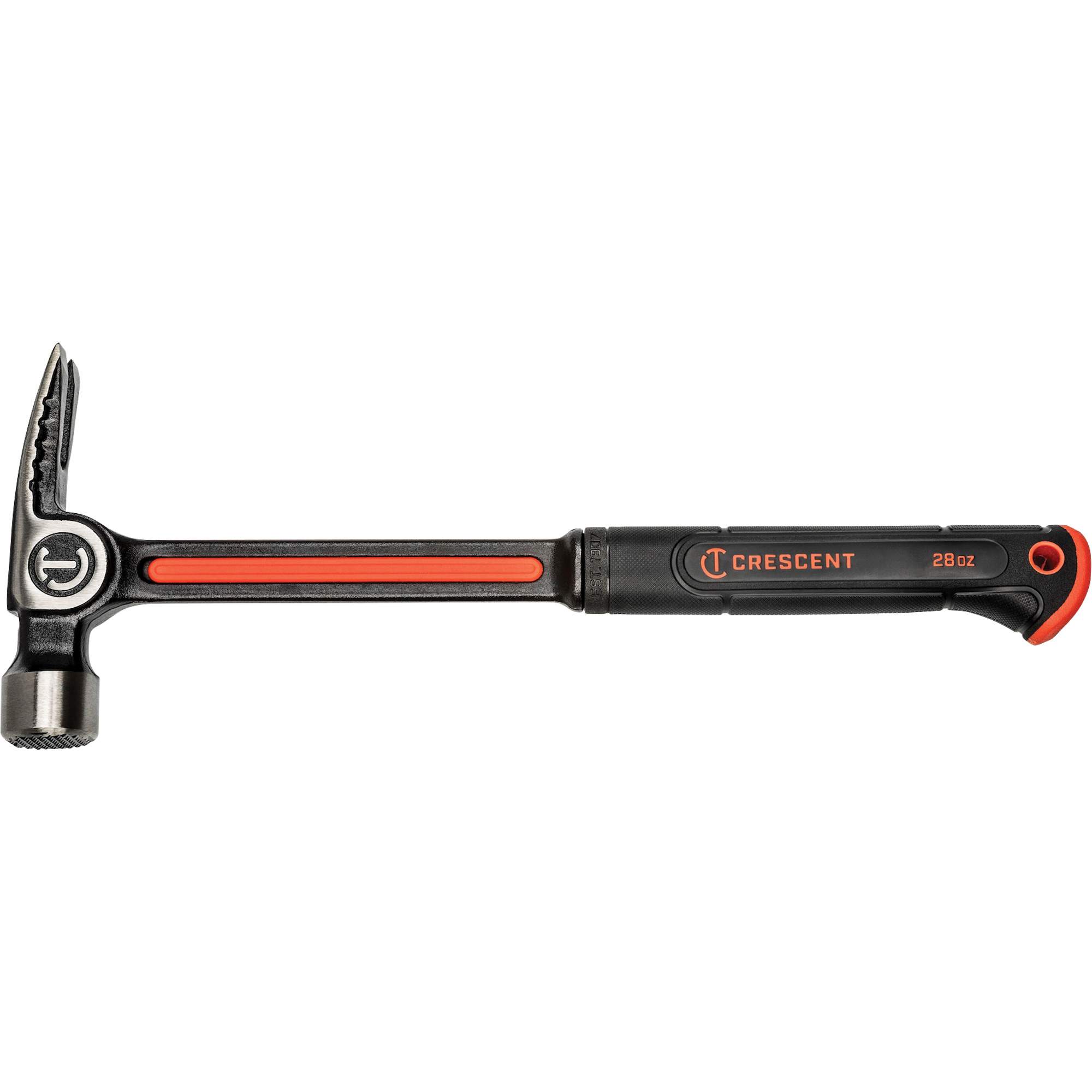 Marteau de charpente à face meulée, 28 oz, Prise en Acier plein, 16" lo