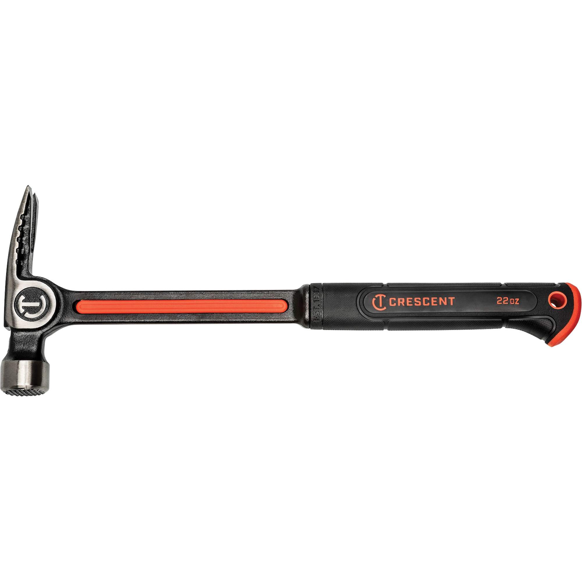Marteau de charpente en acier avec face meulée, 22 oz, Prise en Acier plein, 16" lo