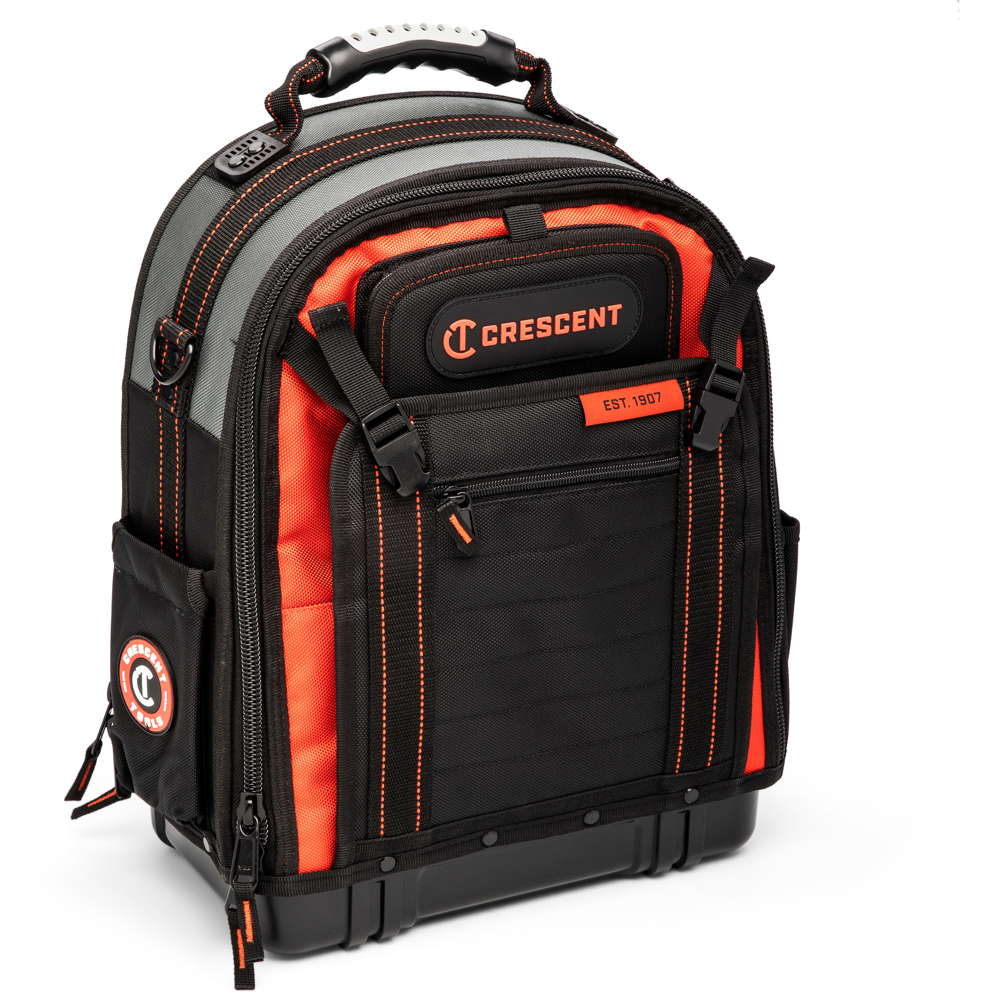 Sac à dos pour ouvrier, 18" lo x 10" la, Noir/Gris/Orange, Polyester