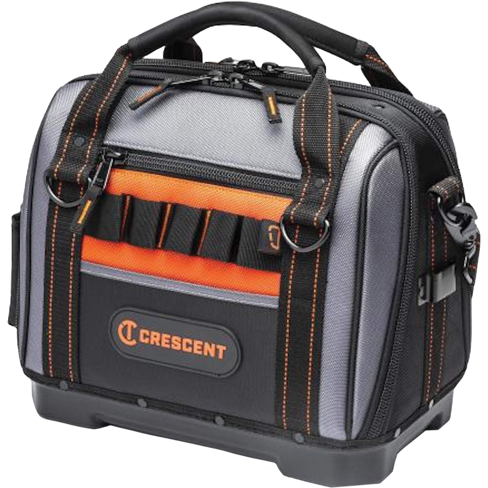 Sac ouvert de 14" pour outils d'ouvrier, Polyester, 32 pochettes, Noir/Gris – Image 2