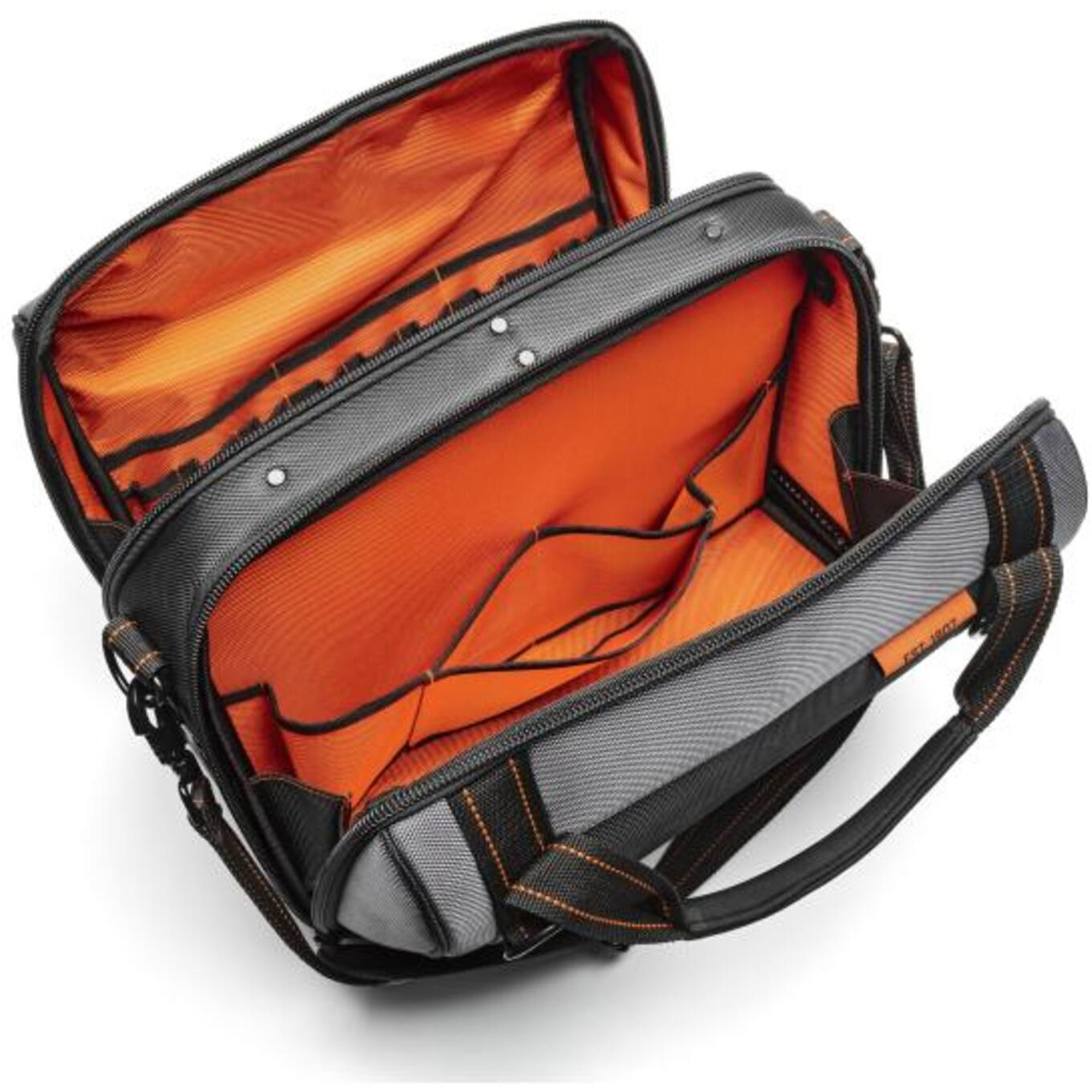 Sac ouvert de 17" pour outils d'ouvrier, Polyester, 3 pochettes, Noir/Gris/Orange – Image 2