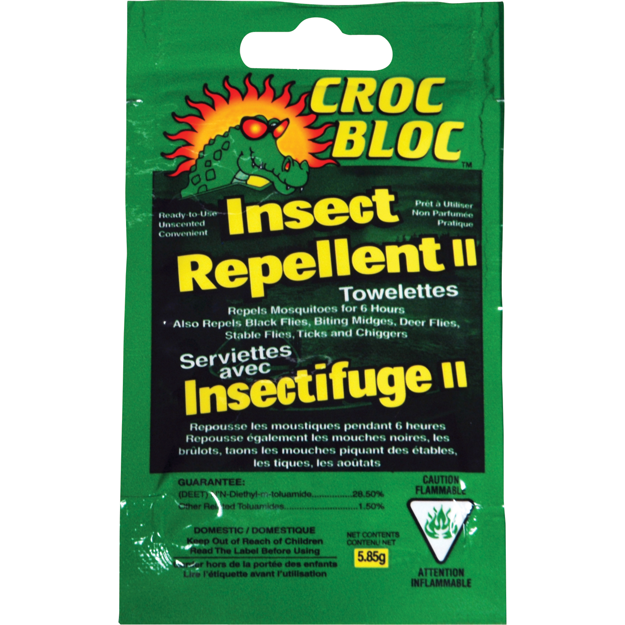 Insectifuge, 6 heures de protection, DEET à 30 %, Serviette, 5,58 g