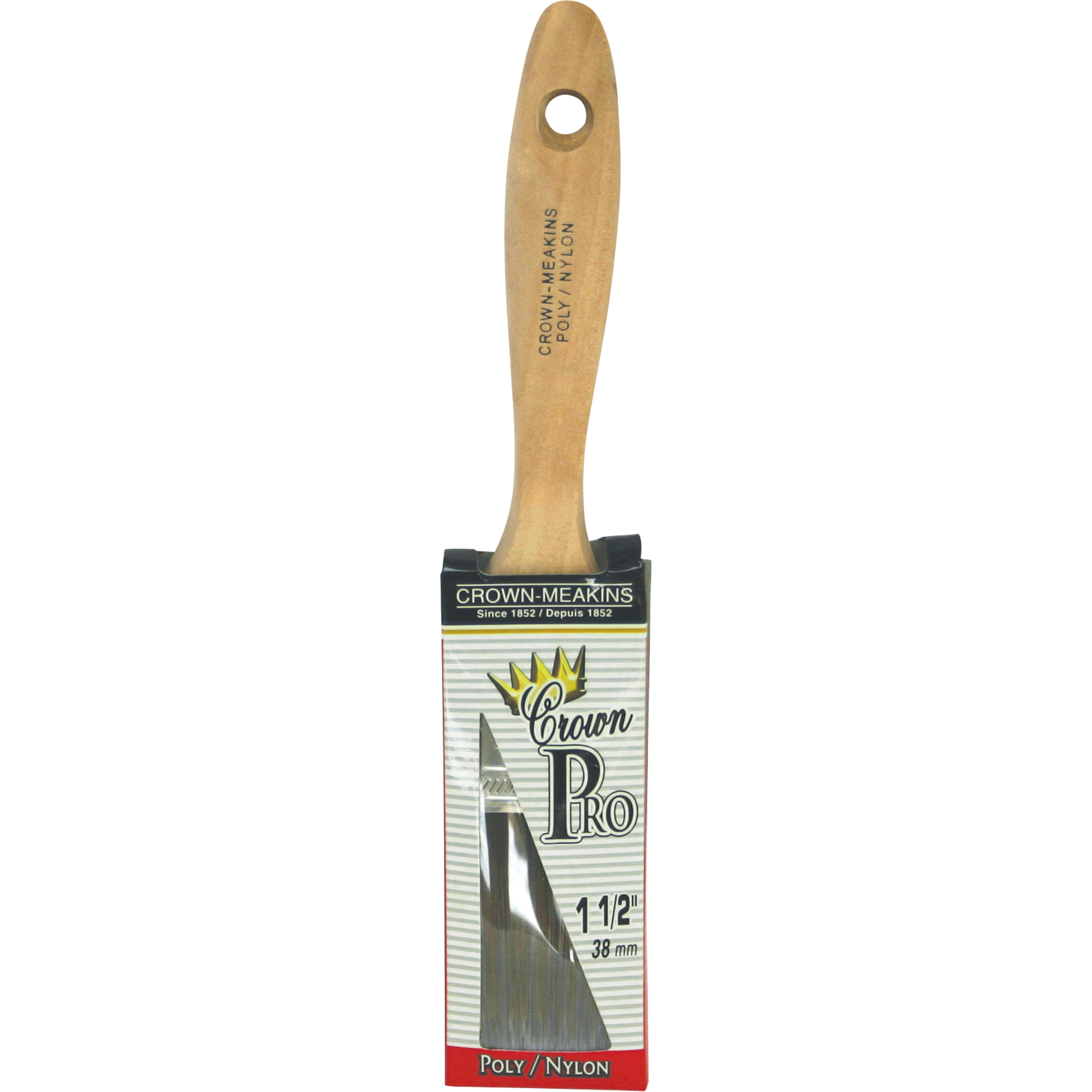 Pinceau droit Pro, Poly/nylon, Manche Bois, Largeur de 1-1/2"