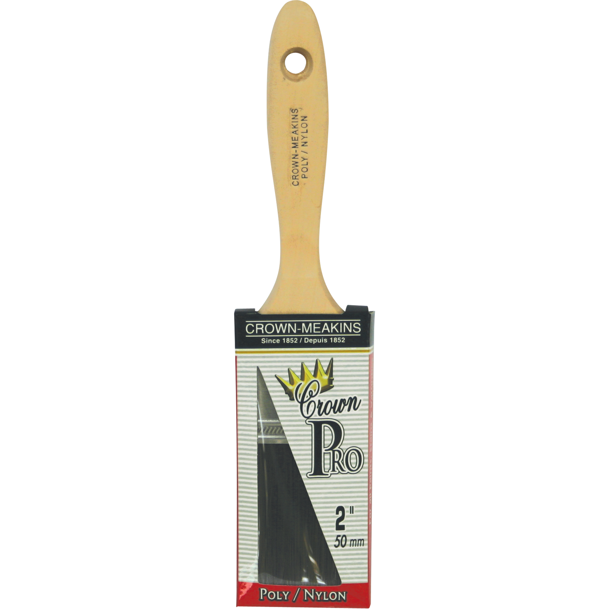 Pinceau droit Pro, Poly/nylon, Manche Bois, Largeur de 2"