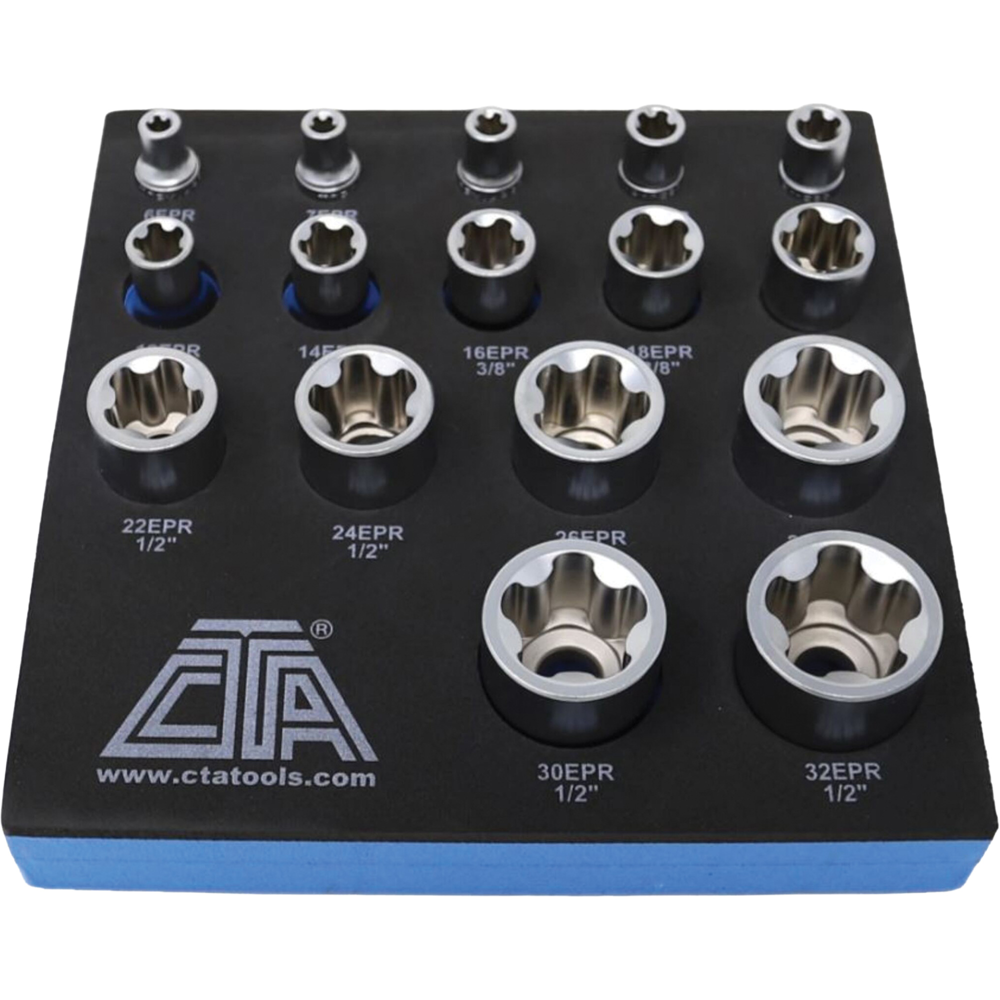 Jeu de douilles TORX EPR à 5 pans, 16 Morceaux, Prise de 1/4"/3/8"/1/2"