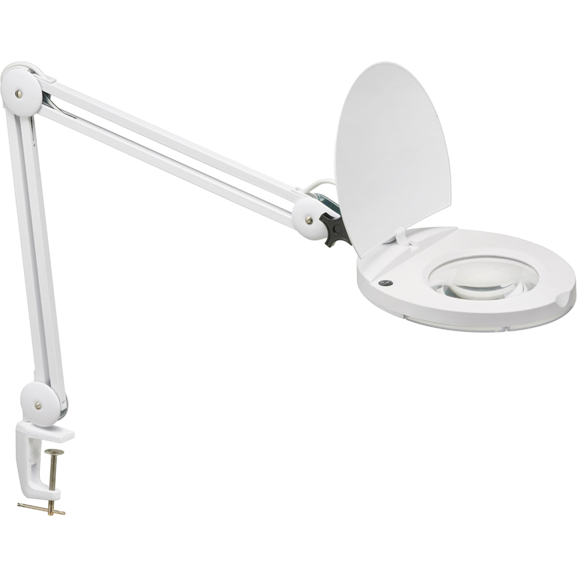 Lampe loupe ajustable, Dioptrie 5, Ampoule DEL, Bras de 47", Pinces serre-joints, Blanc