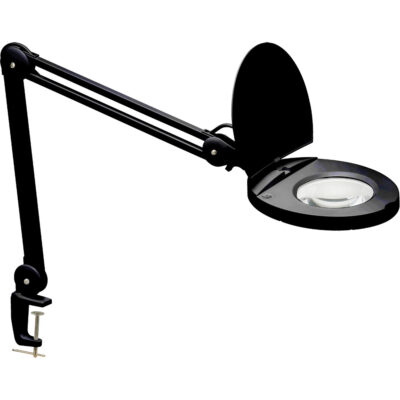 Lampe loupe ajustable, Dioptrie 3, Ampoule DEL, Bras de 47", Pinces serre-joints, Noir