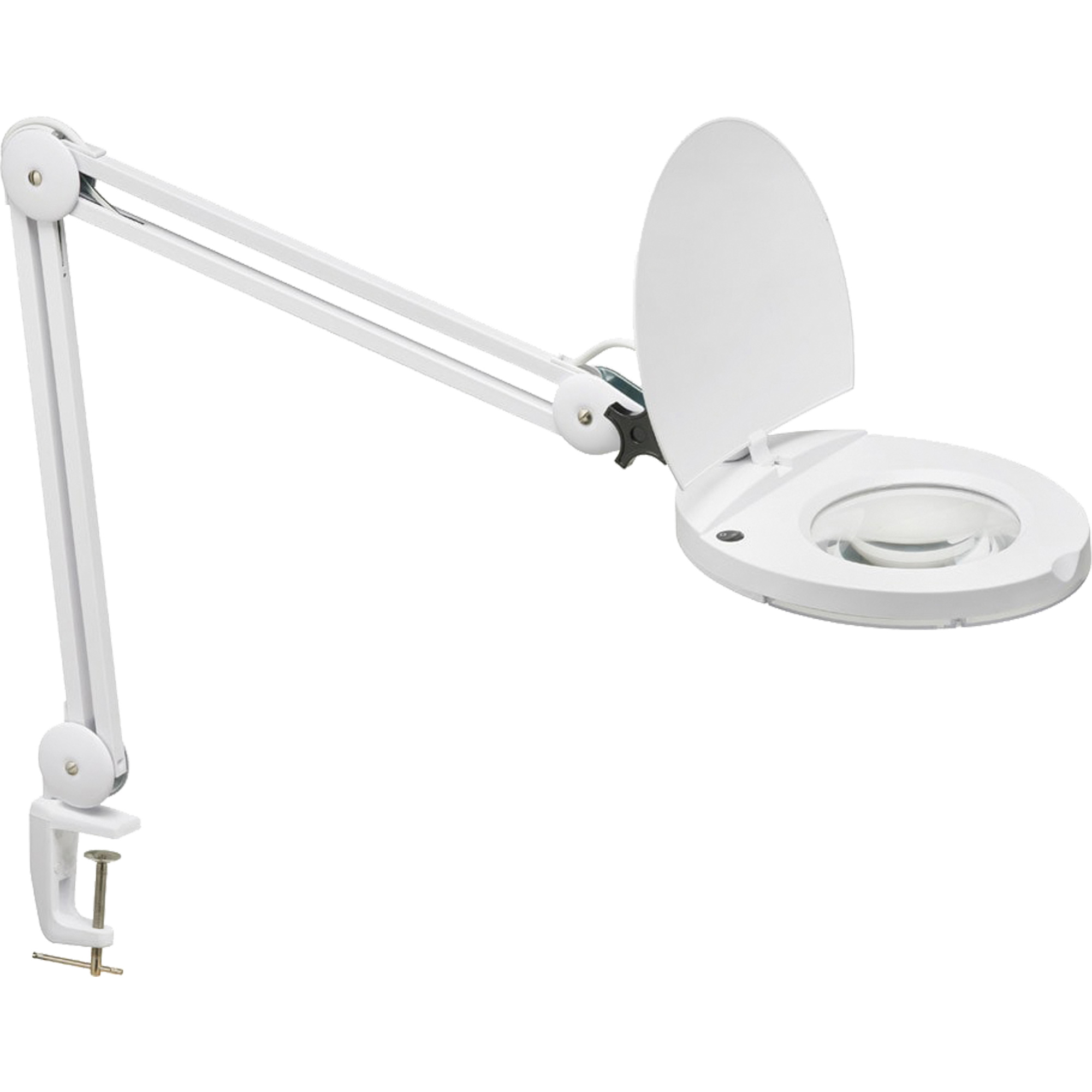 Lampe loupe DEL avec support en A, Dioptrie 3, Ampoule DEL, Bras de 47", Pinces serre-joints, Blanc