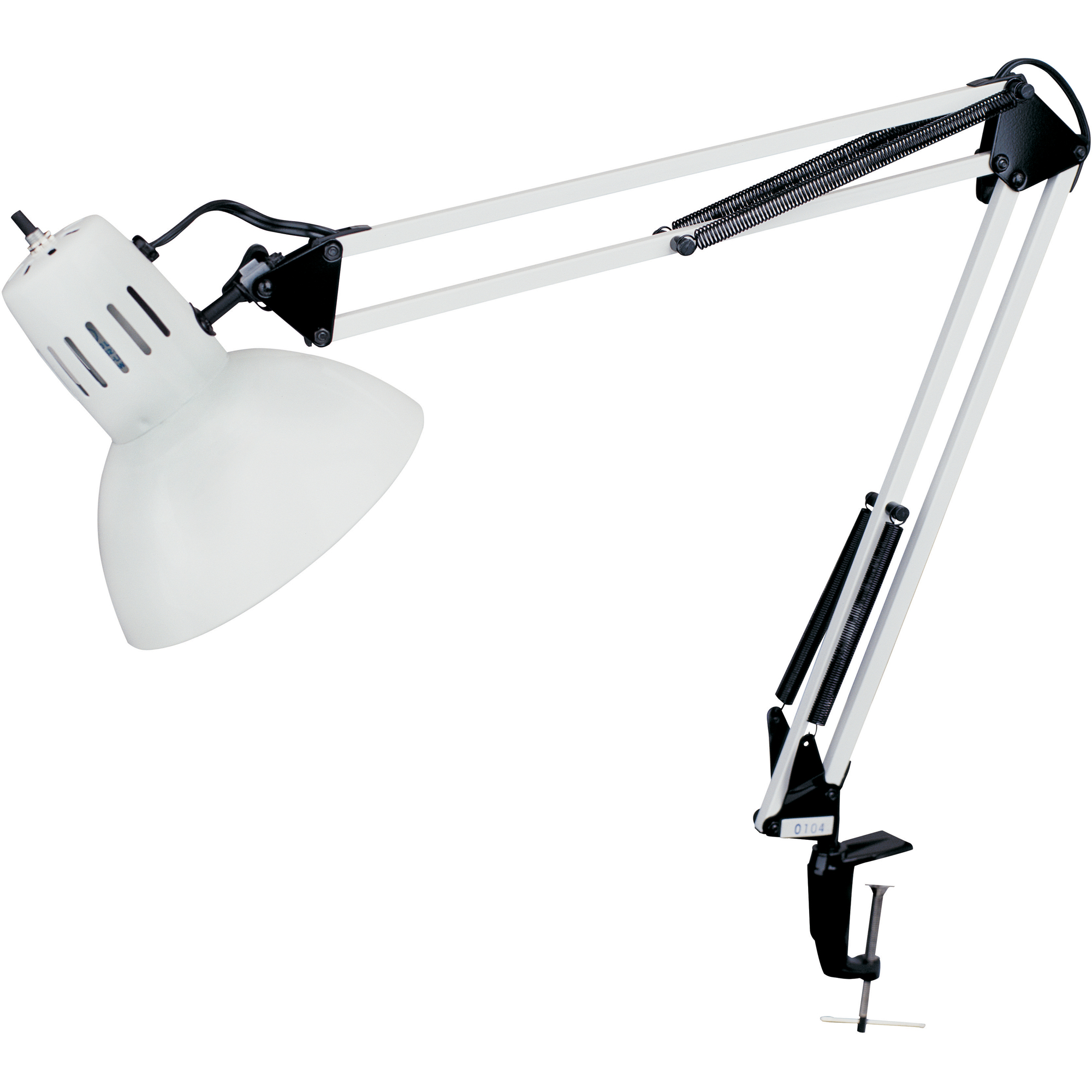 Lampes de bureau à pince - Bras flexible, 100 W, Incandescente, Pinces serre-joints, Col 36", Blanc
