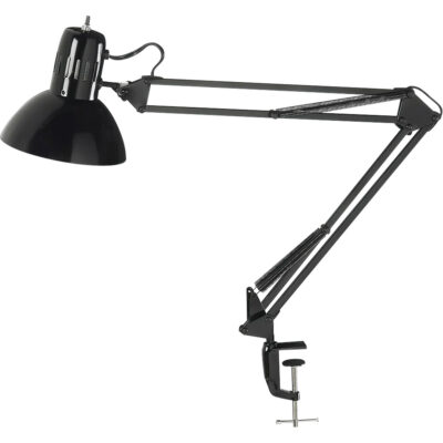 Lampes de bureau à pince - Bras flexible, 100 W, Incandescente, Pinces serre-joints, Noir